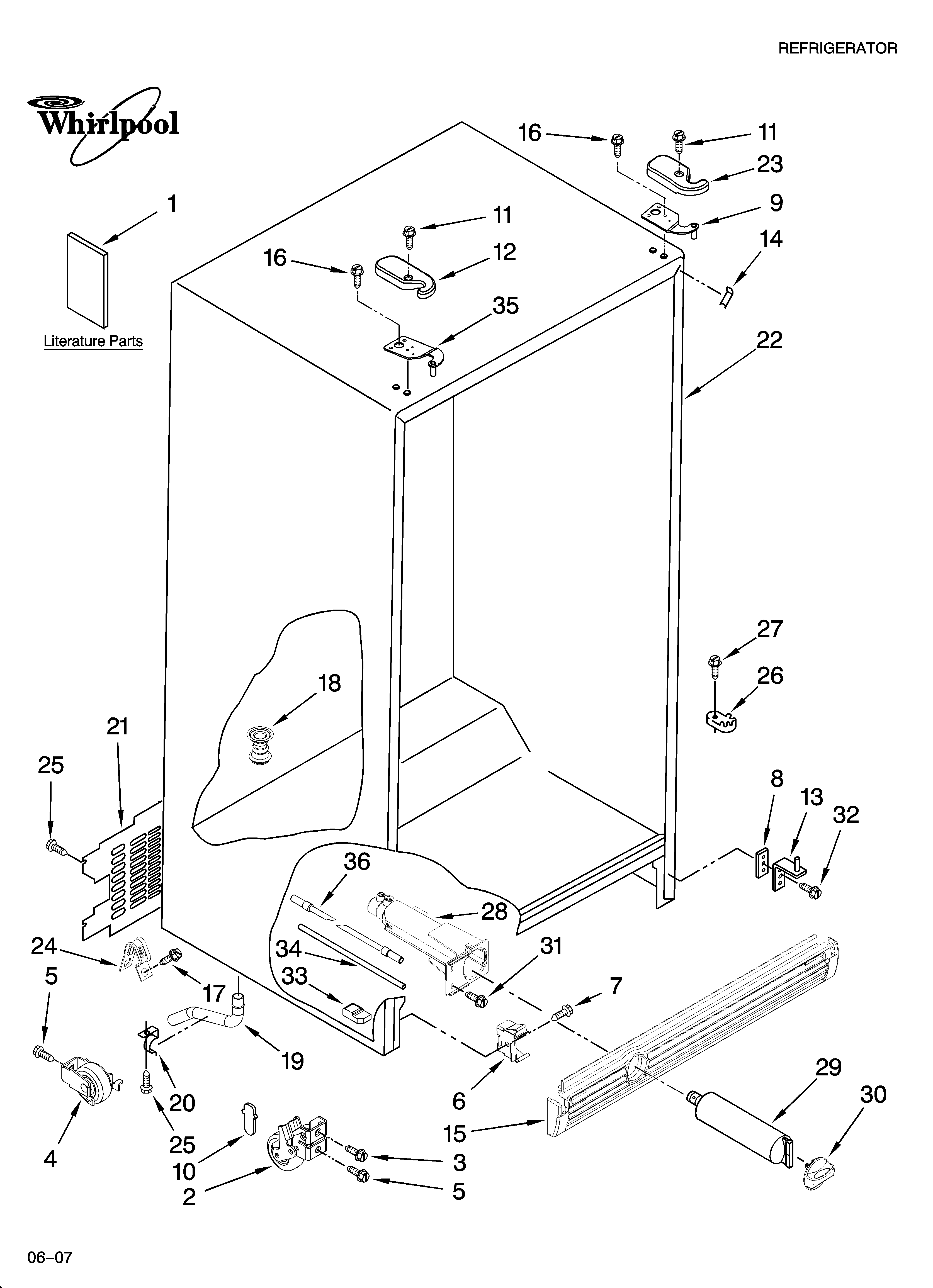 Whirlpool GS6SHEXNQ04 cabinet parts diagram