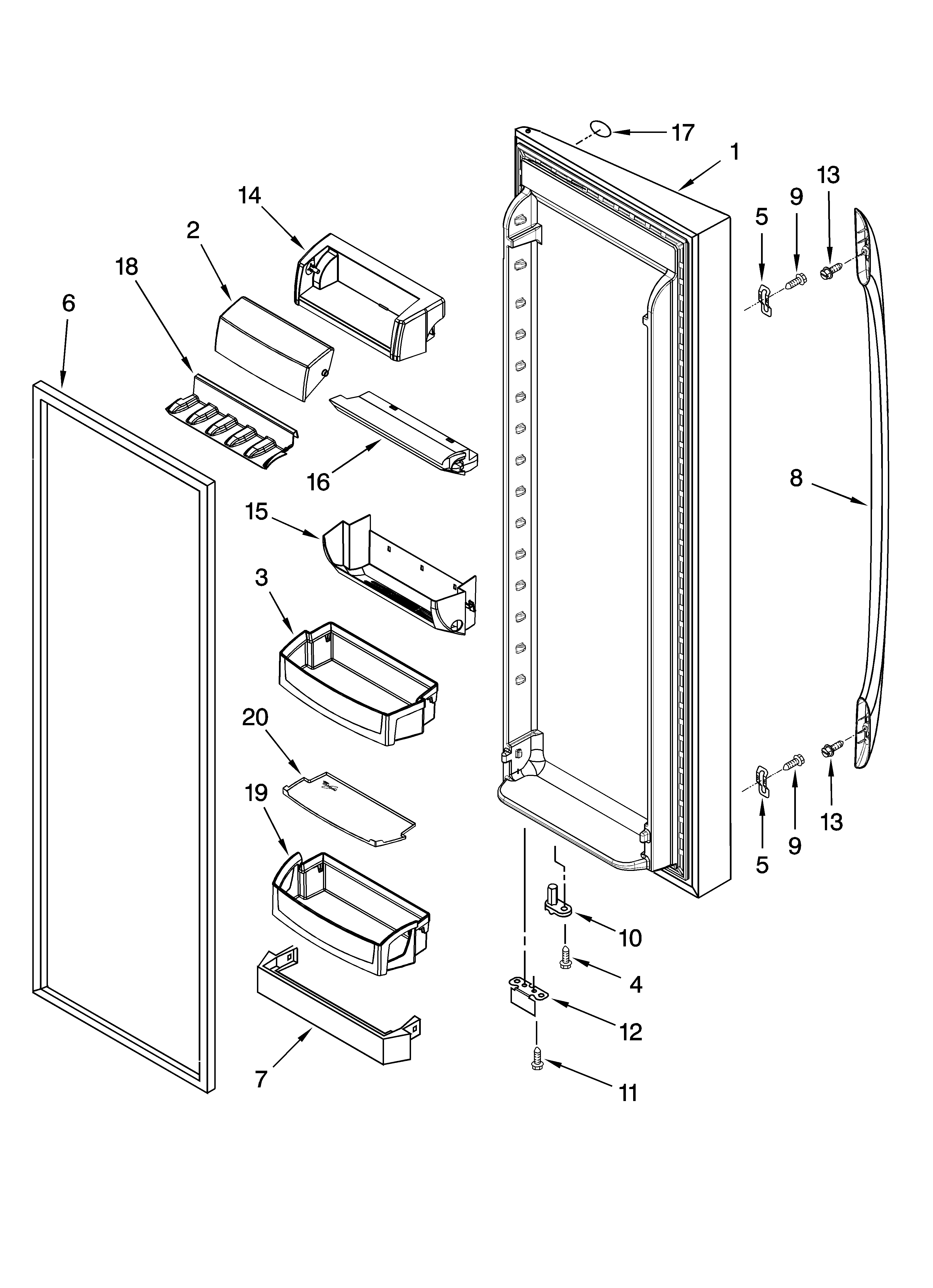 Whirlpool GS6SHEXNQ04 refrigerator door parts diagram