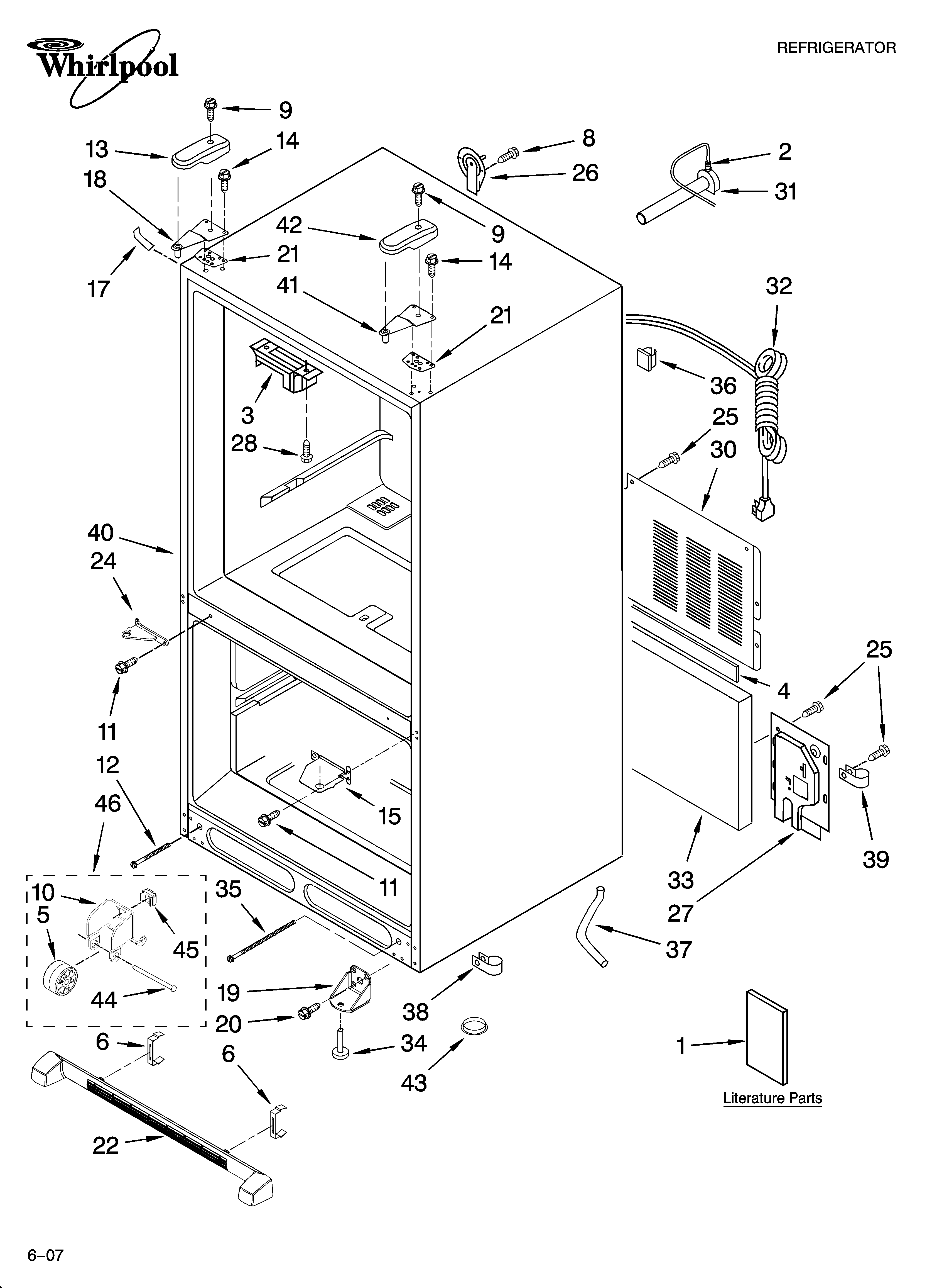 Whirlpool GX5FHDXTQ00 cabinet parts diagram