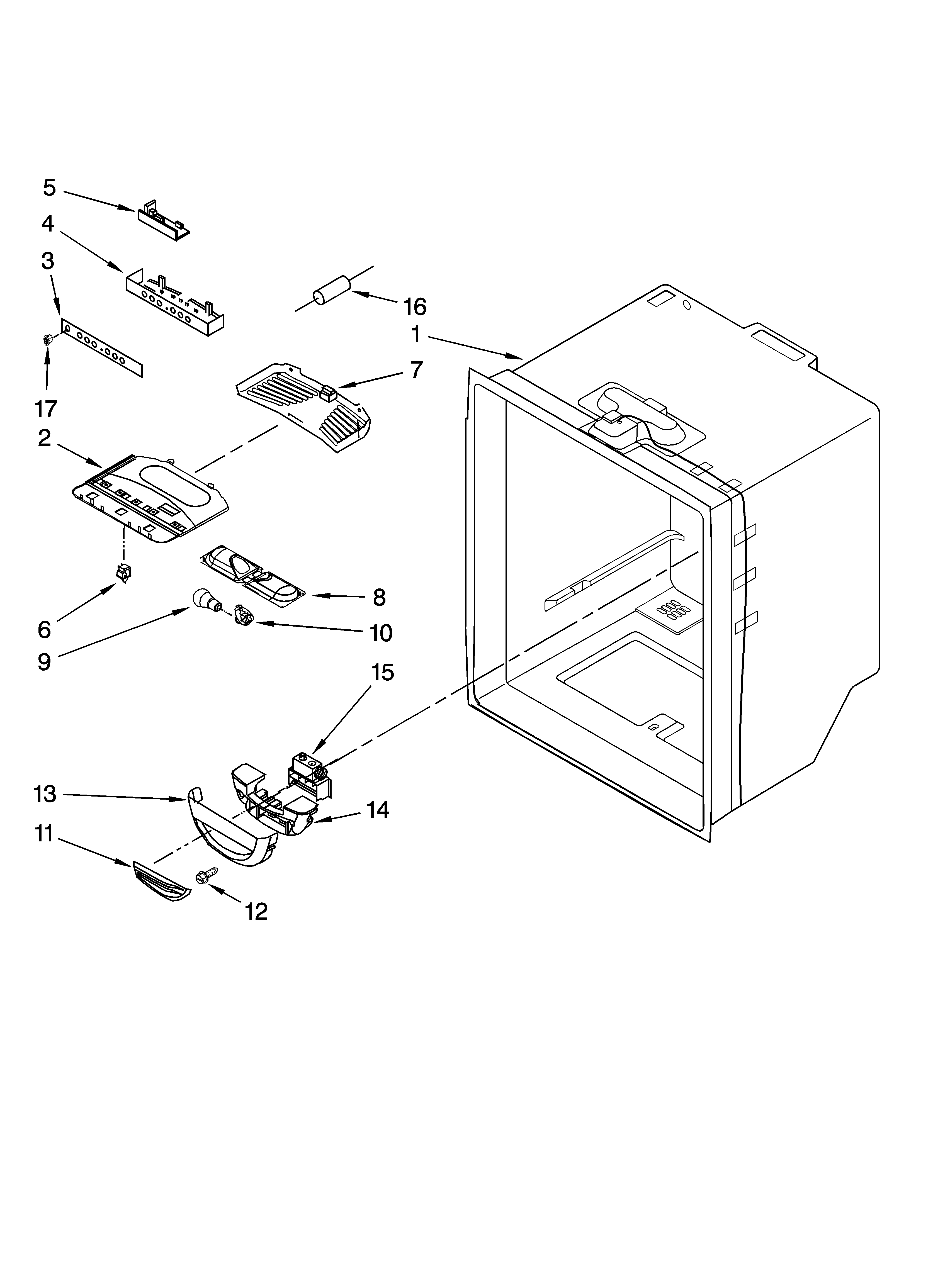 Whirlpool GX5FHDXTQ00 refrigerator liner parts diagram