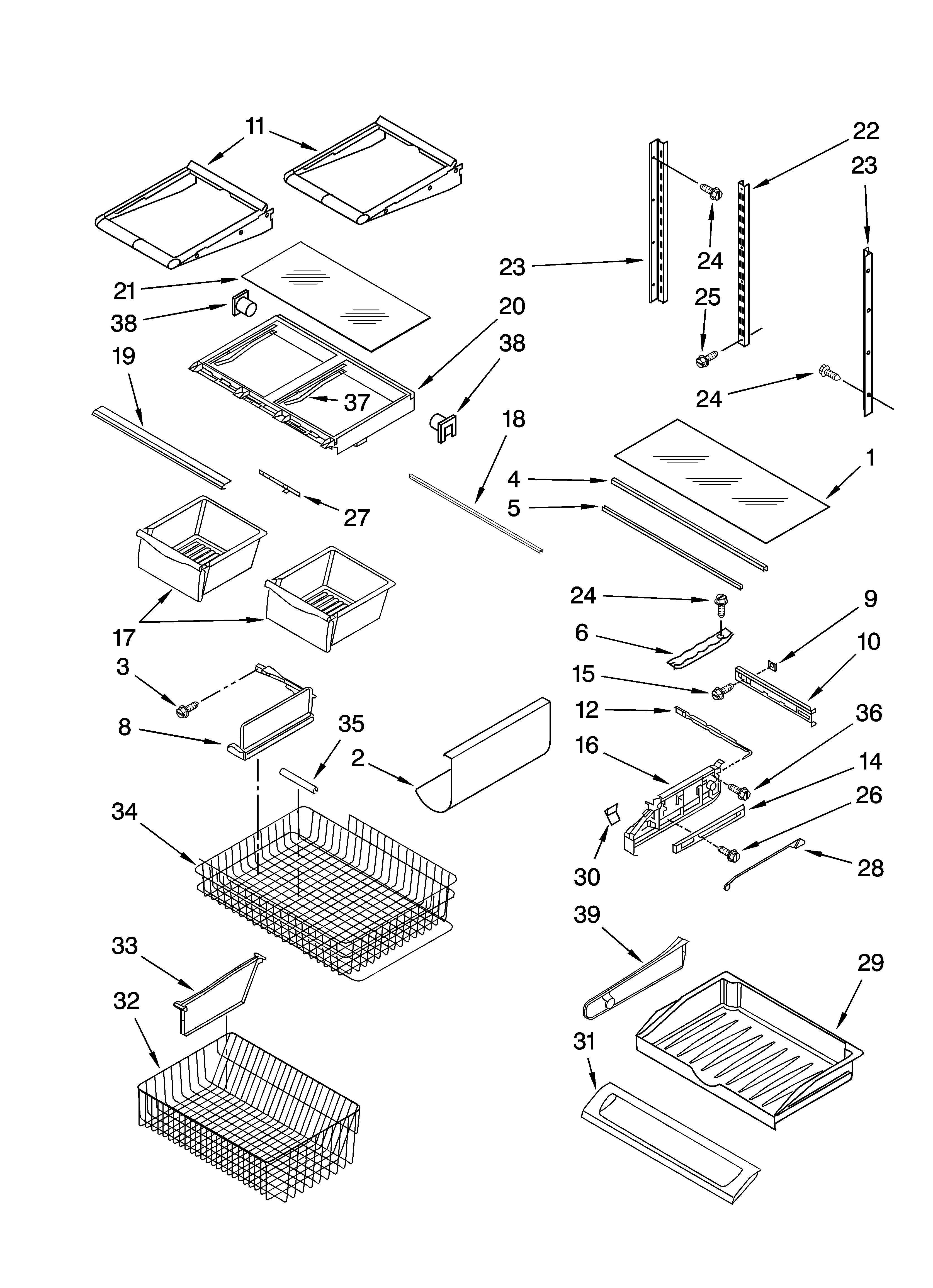Whirlpool GX5FHDXTQ00 shelf parts diagram