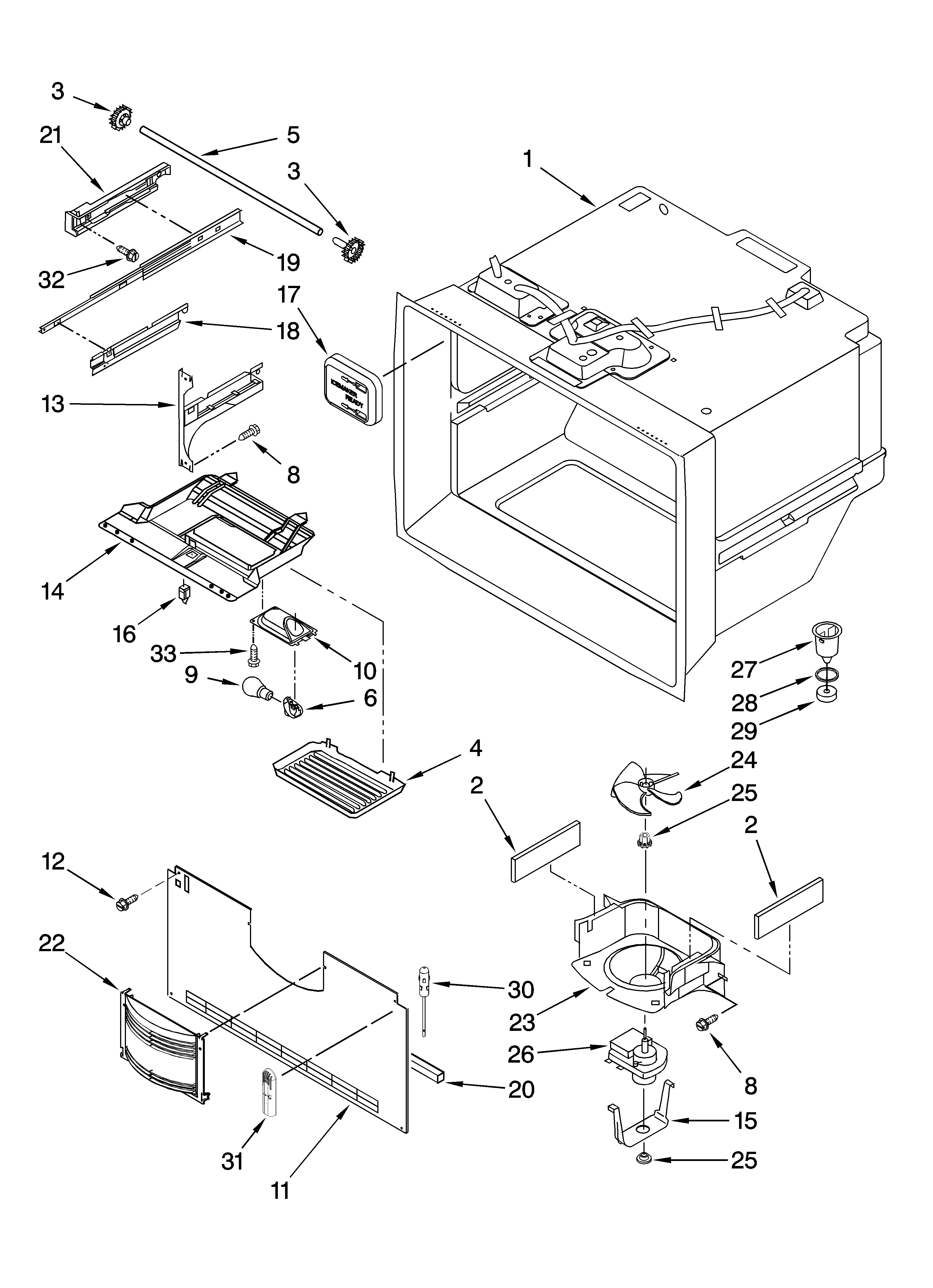 KitchenAid KBRS19KTSS00 freezer liner parts diagram
