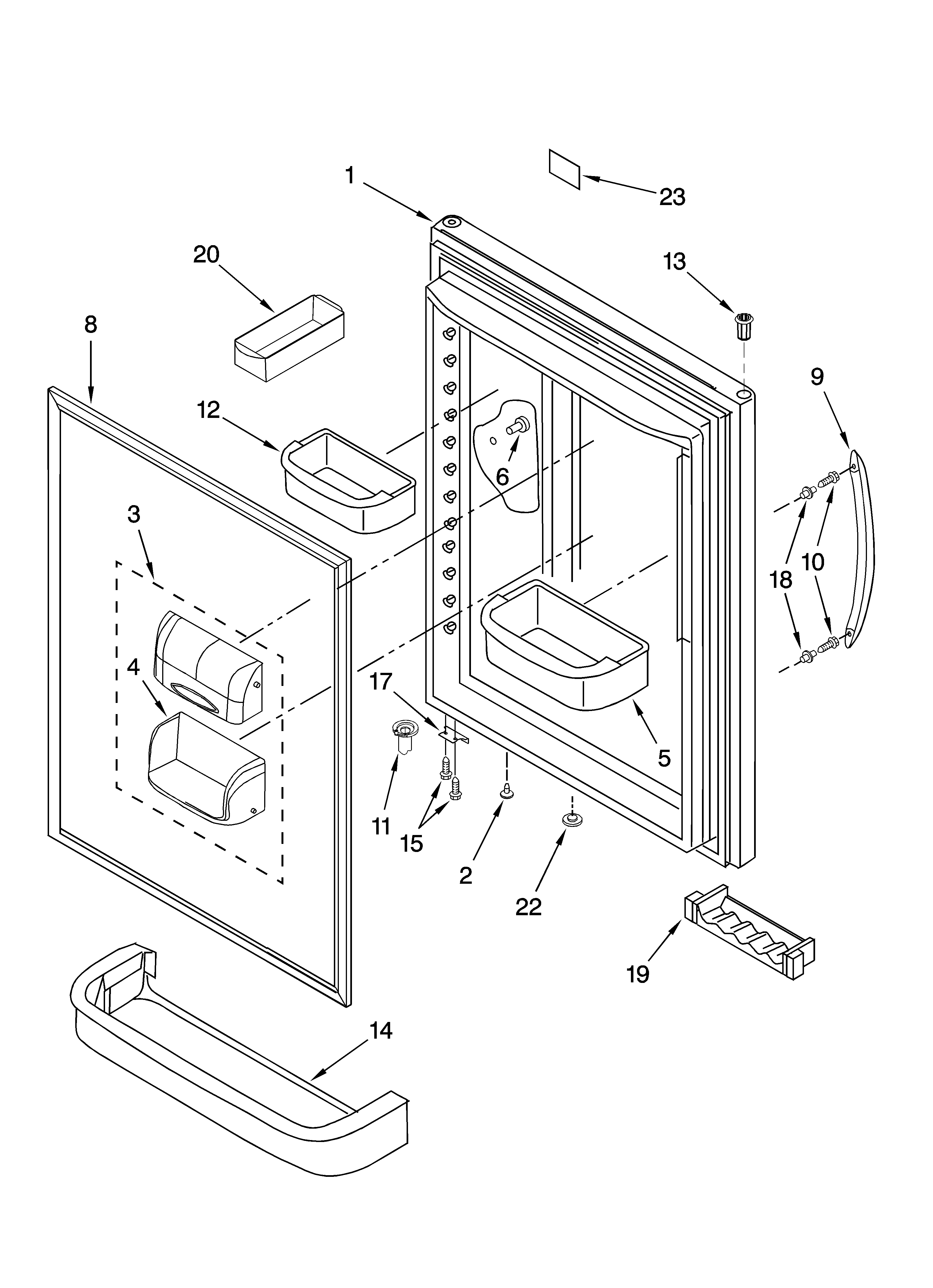 KitchenAid KBRS19KTSS00 refrigerator door parts diagram