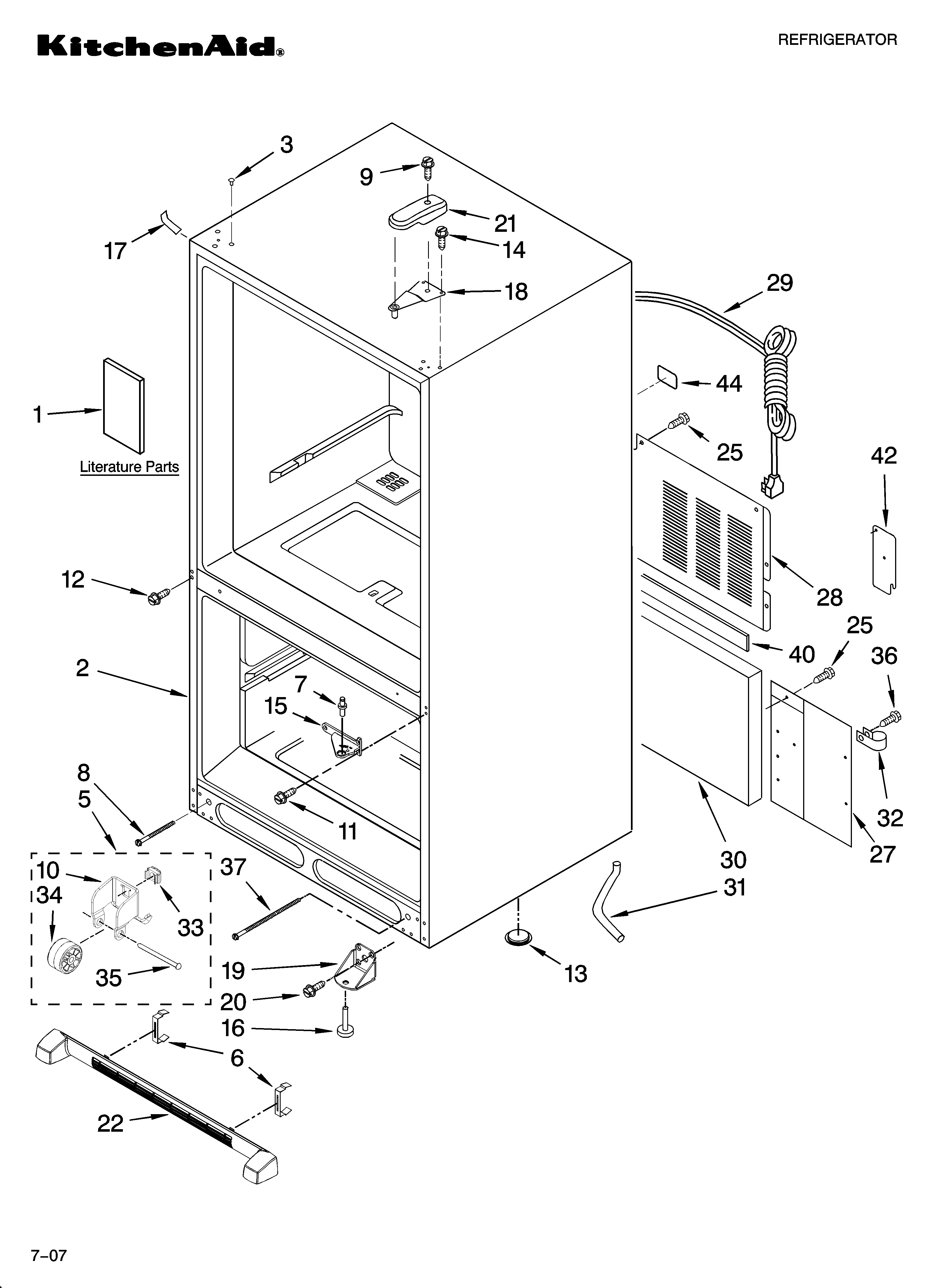 KitchenAid KBRS22KTSS00 cabinet parts diagram