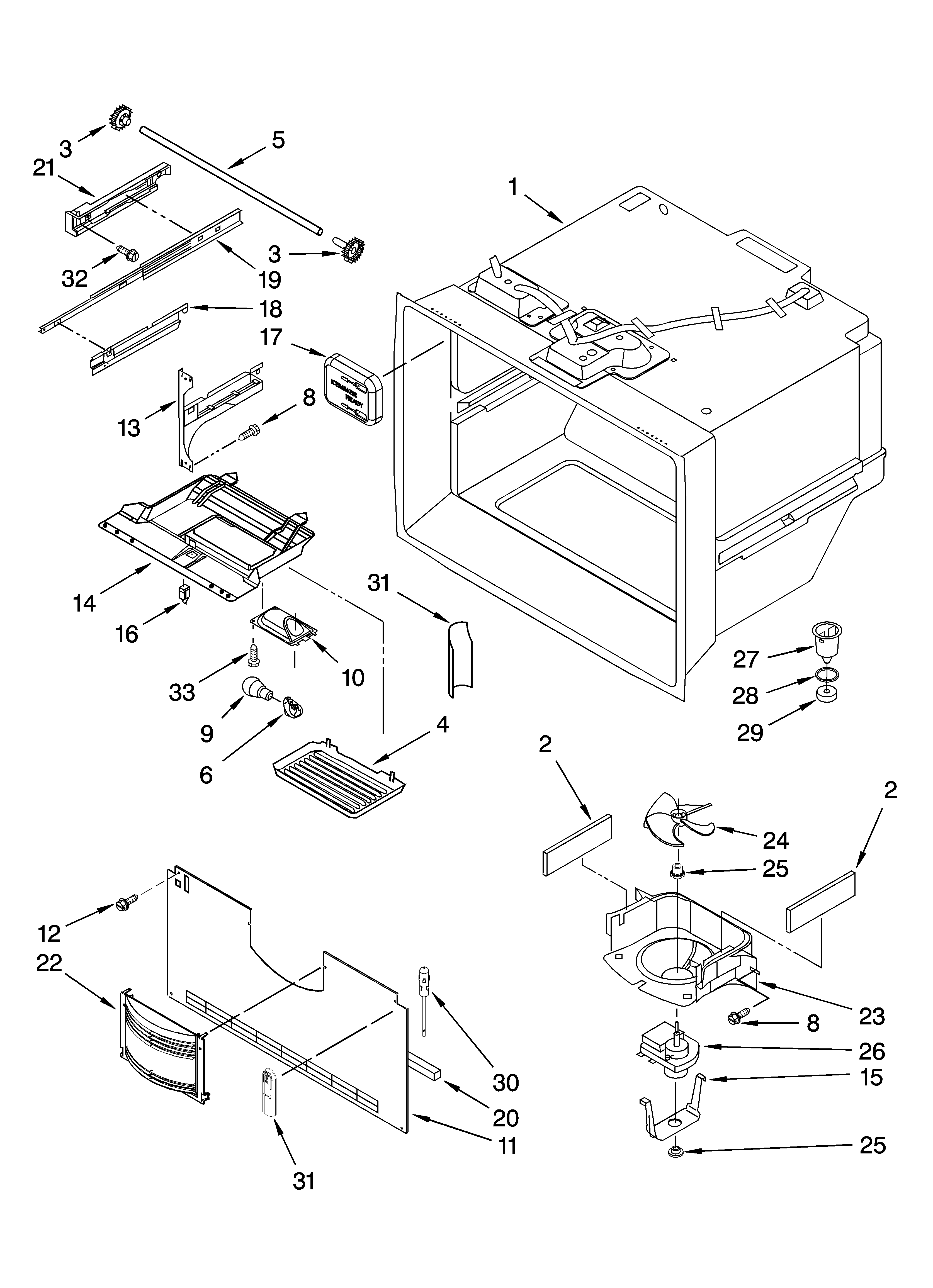 KitchenAid KBRS22KTSS00 freezer liner parts diagram