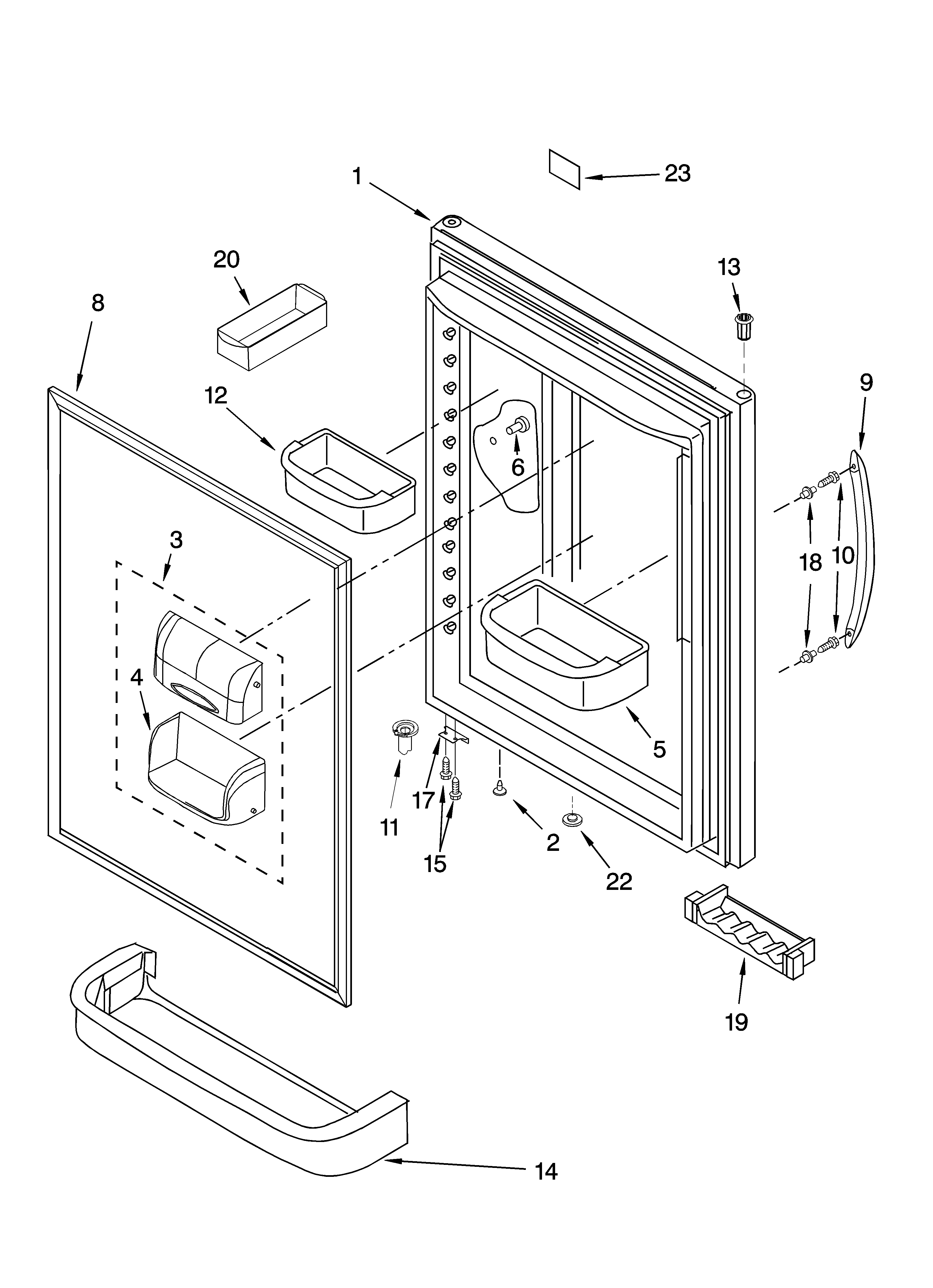 KitchenAid KBRS22KTSS00 refrigerator door parts diagram