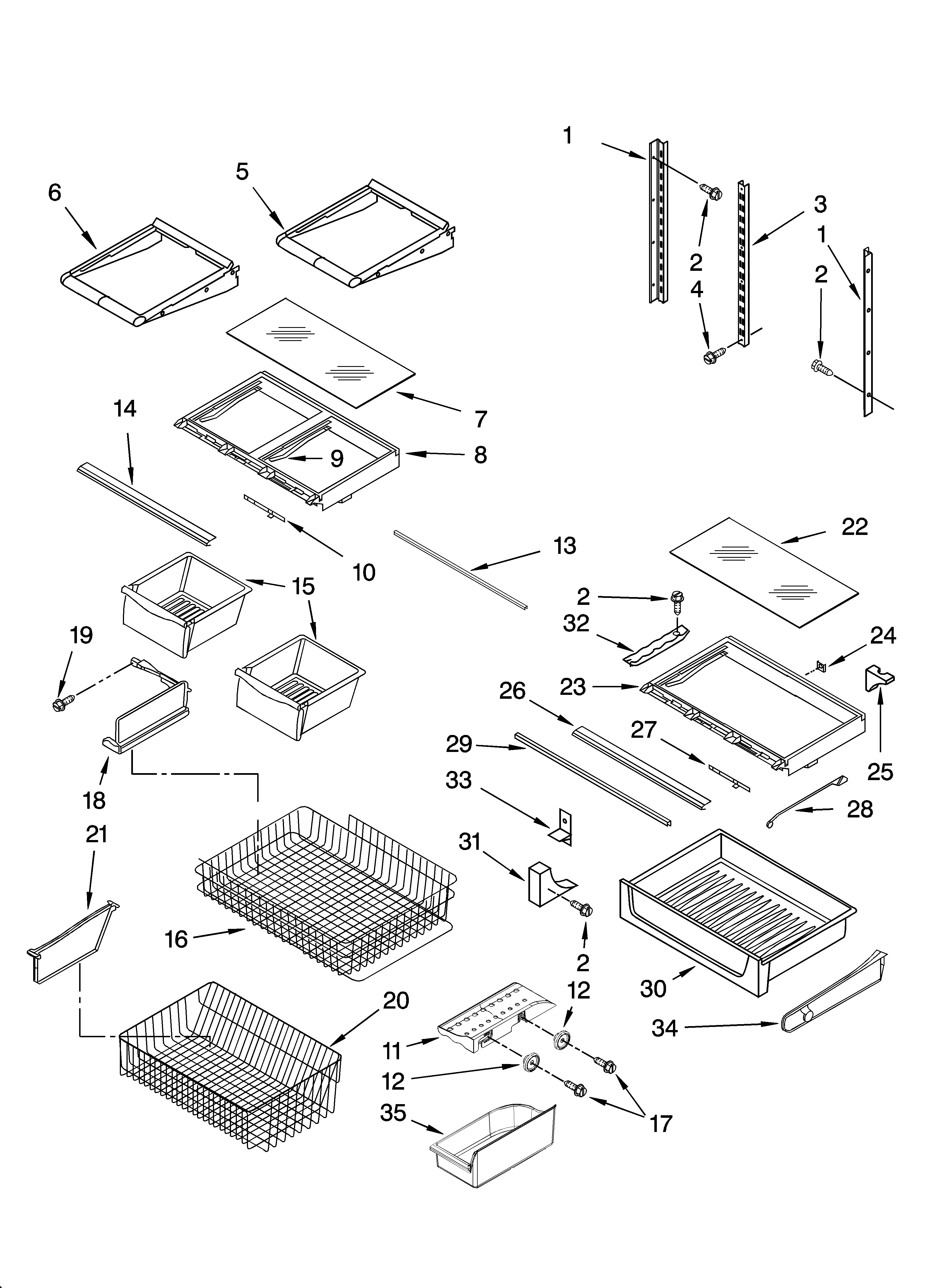 KitchenAid KBRS22KTSS00 shelf parts diagram