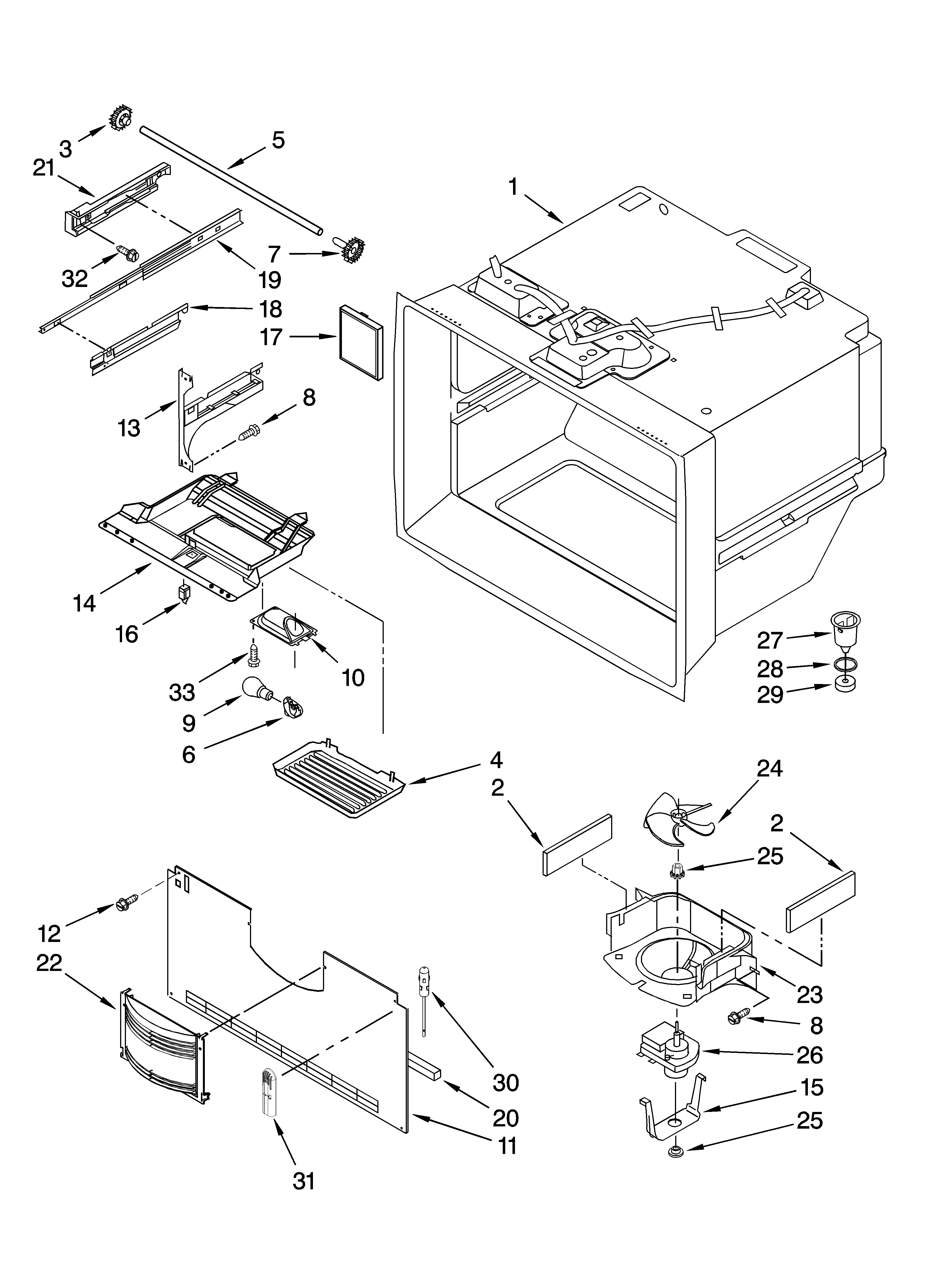 KitchenAid KBRS20ETBL00 freezer liner parts diagram