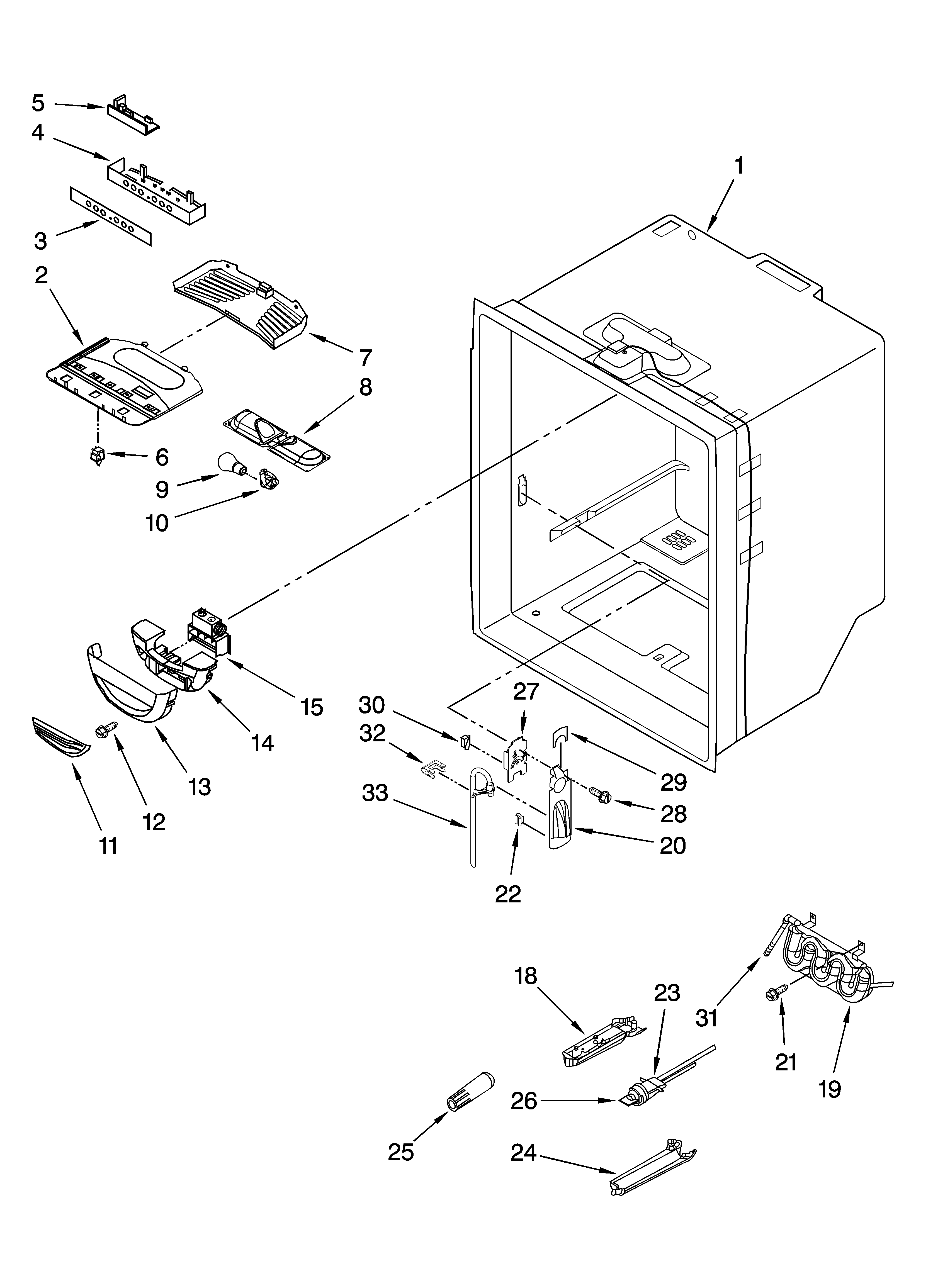 KitchenAid KBRS20ETBL00 refrigerator liner parts diagram