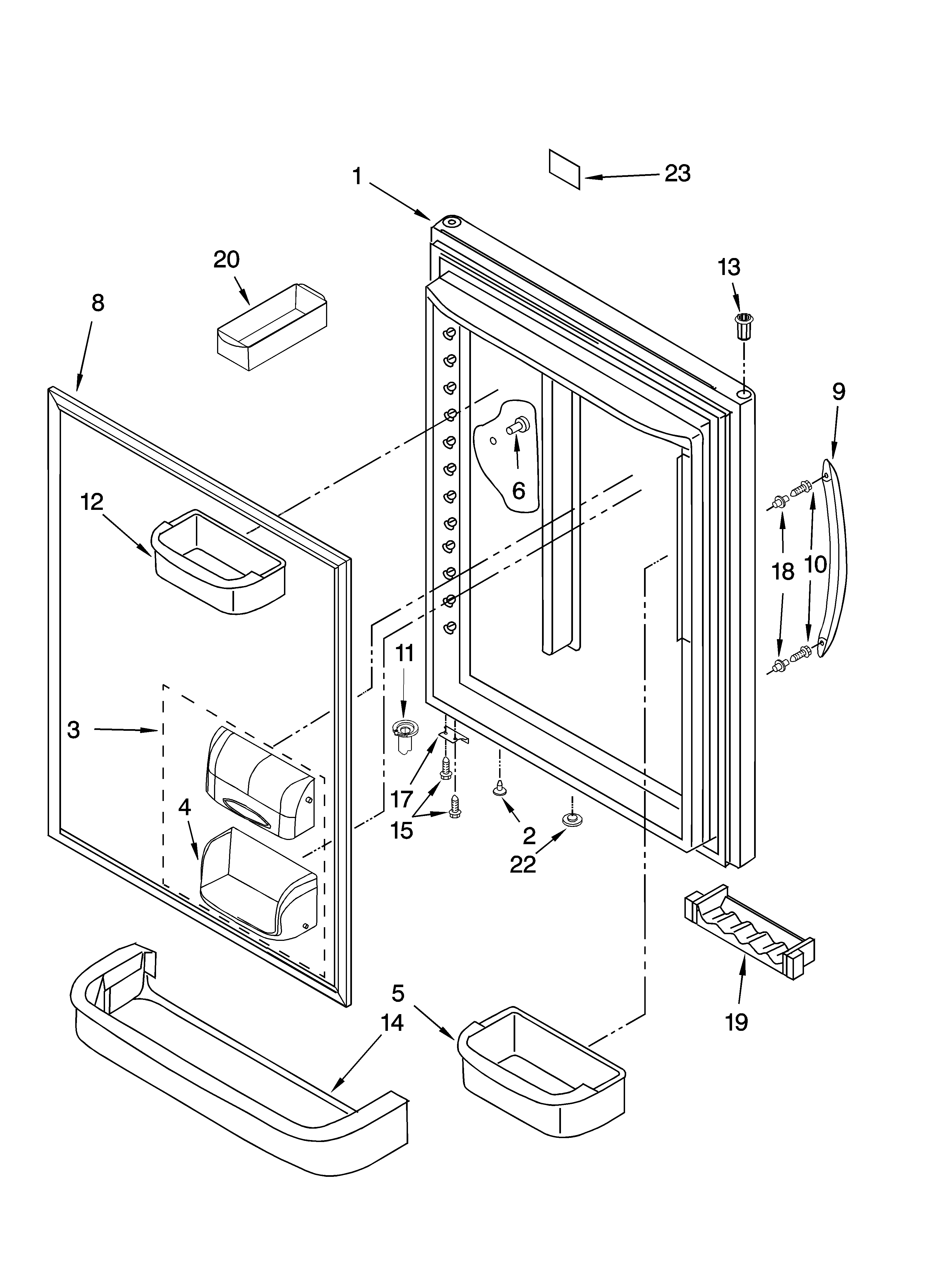 KitchenAid KBRS20ETBL00 refrigerator door parts diagram