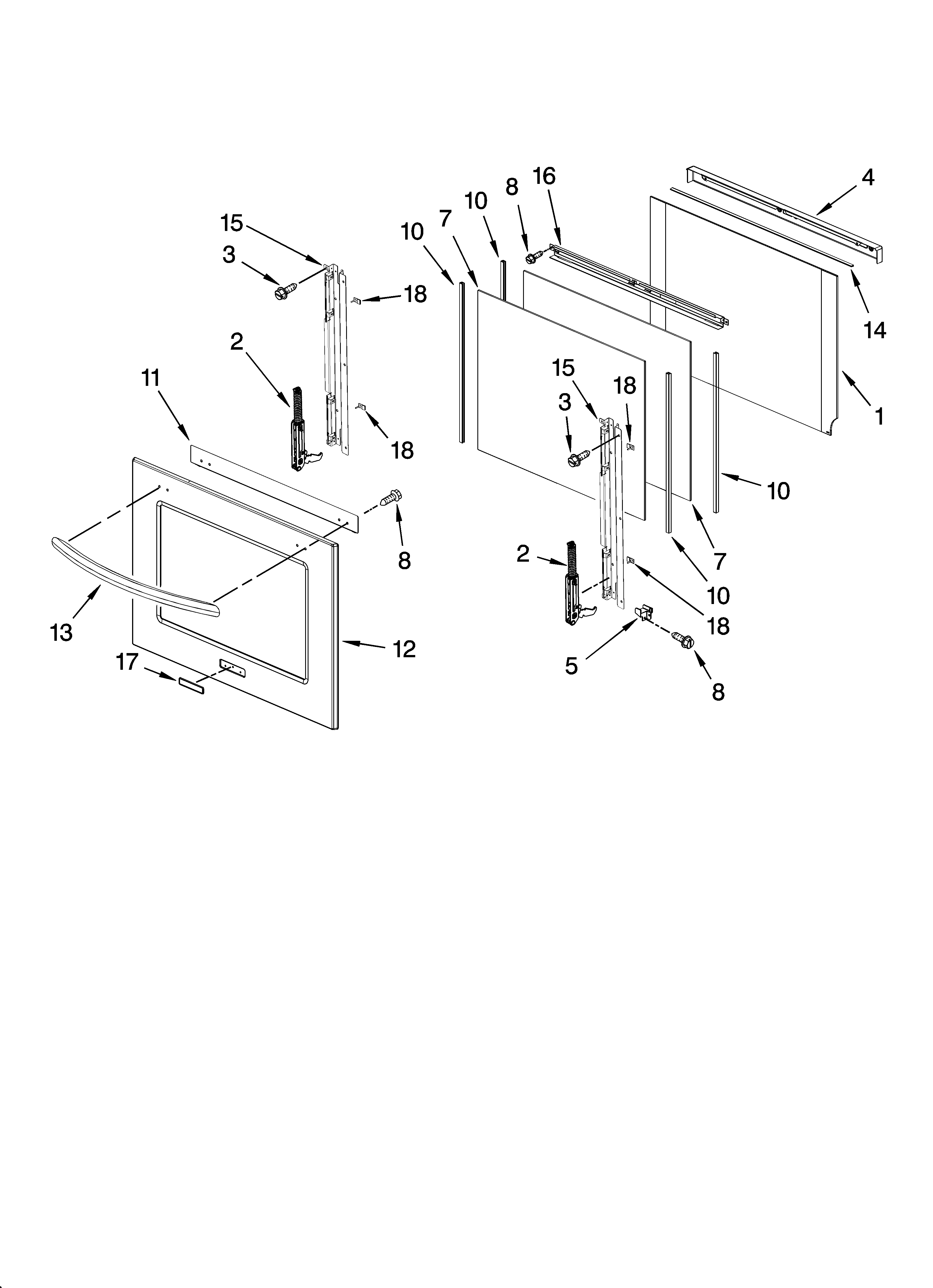 KitchenAid KEMS308SSS00 oven door parts diagram