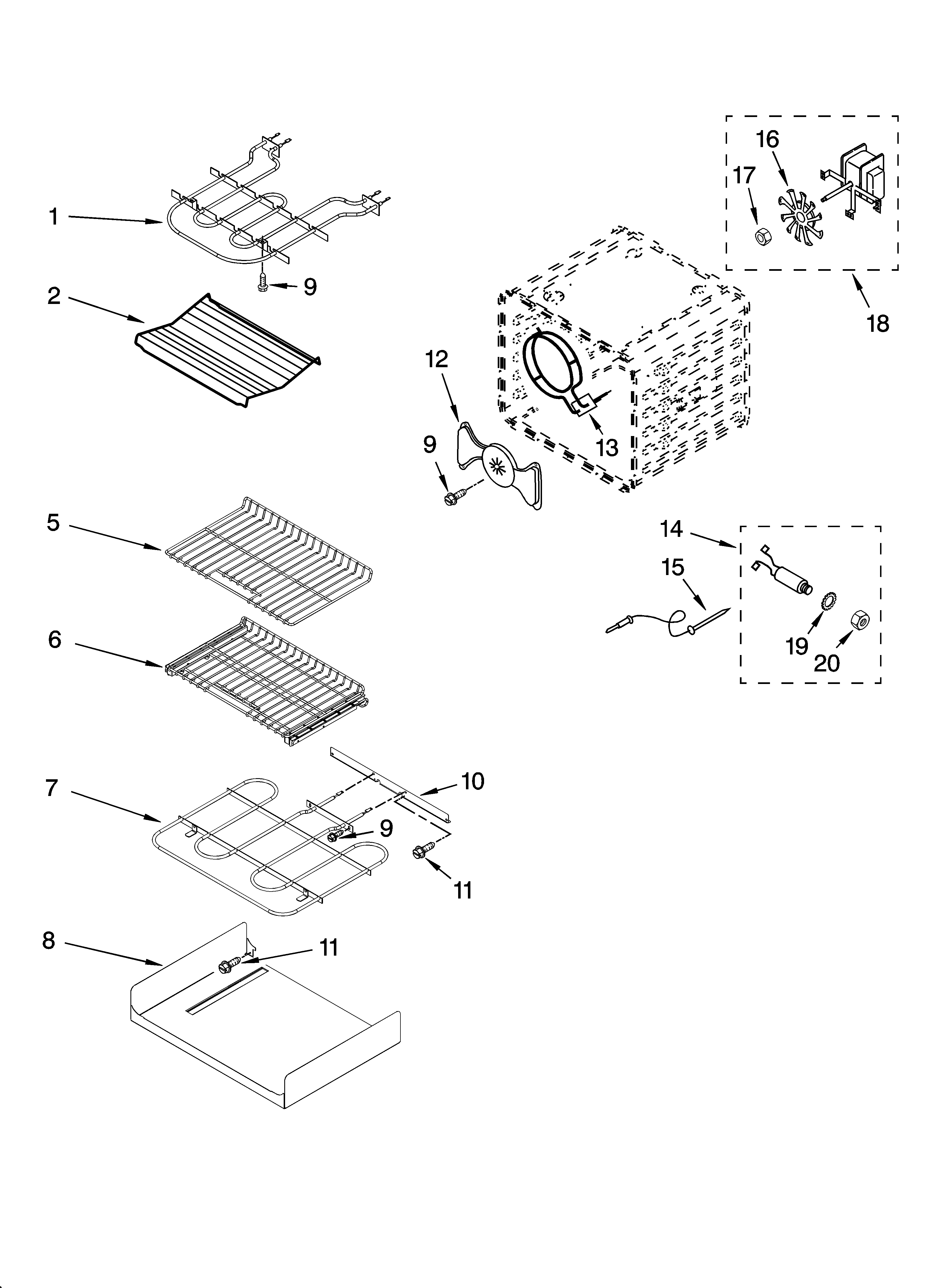 KitchenAid KEMS308SSS00 internal oven parts diagram