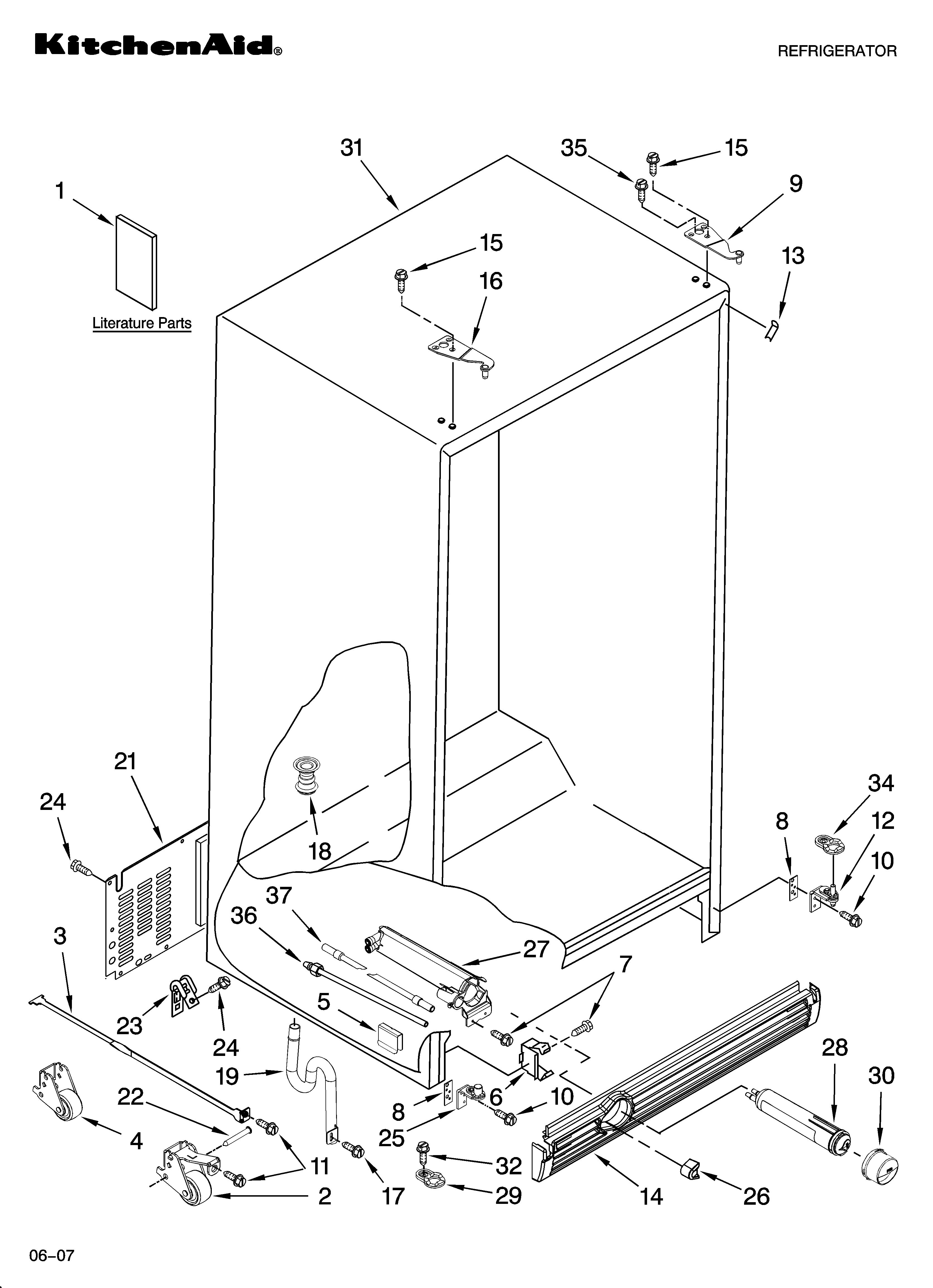 KitchenAid KSCS23FSSS03 cabinet parts diagram