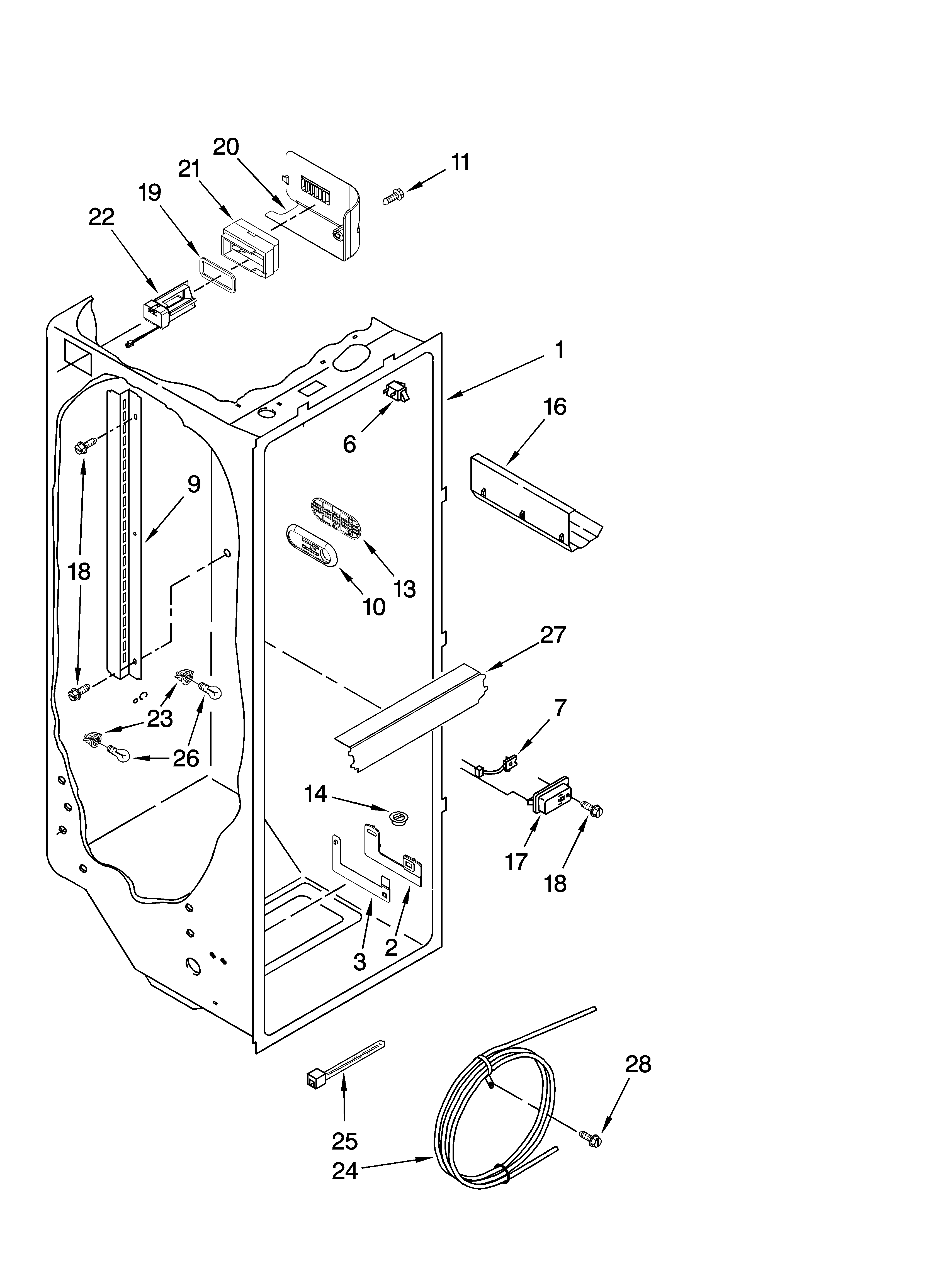 KitchenAid KSCS23FSSS03 refrigerator liner parts diagram