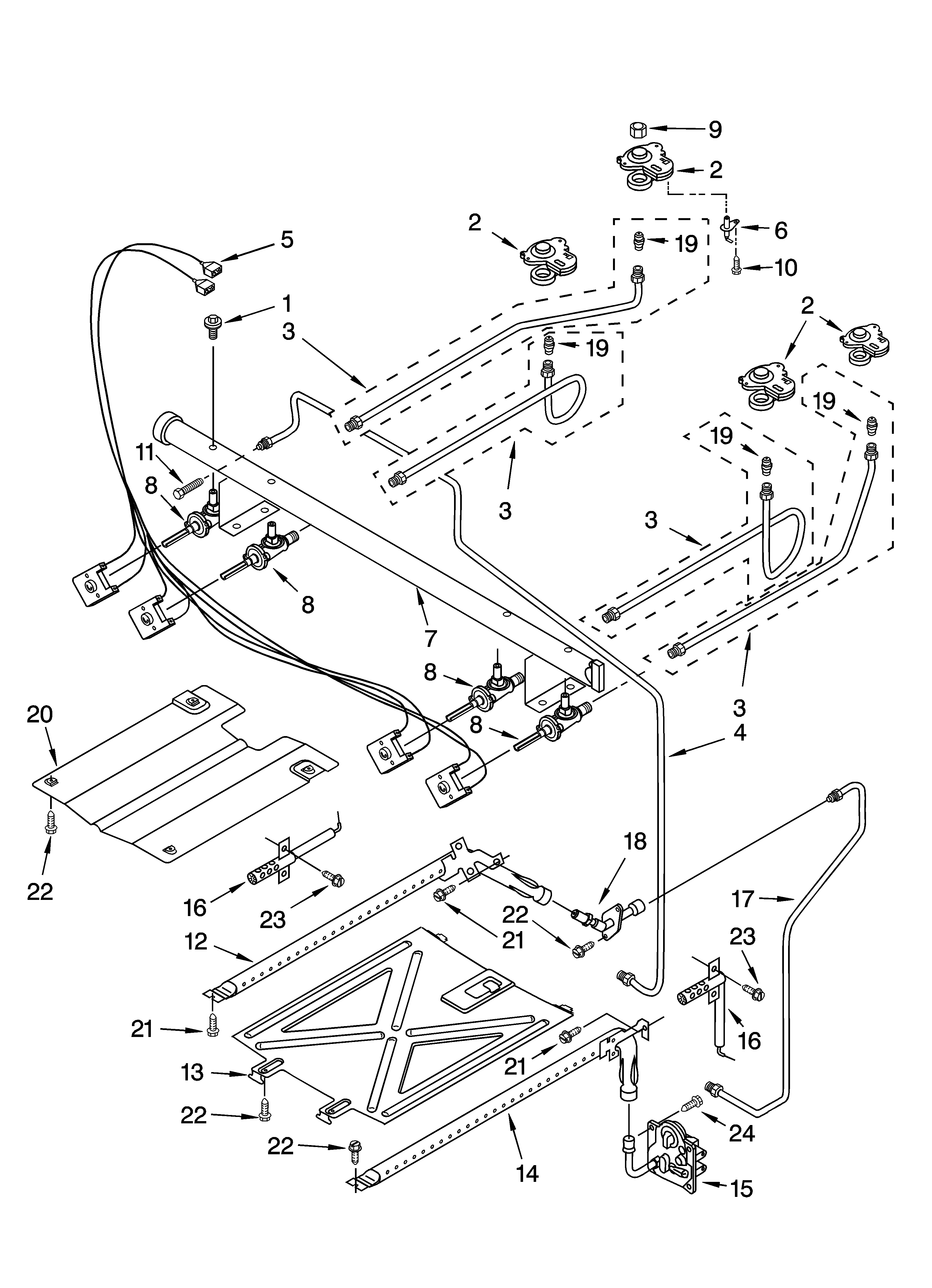 Whirlpool SF265LXTB1 manifold parts diagram