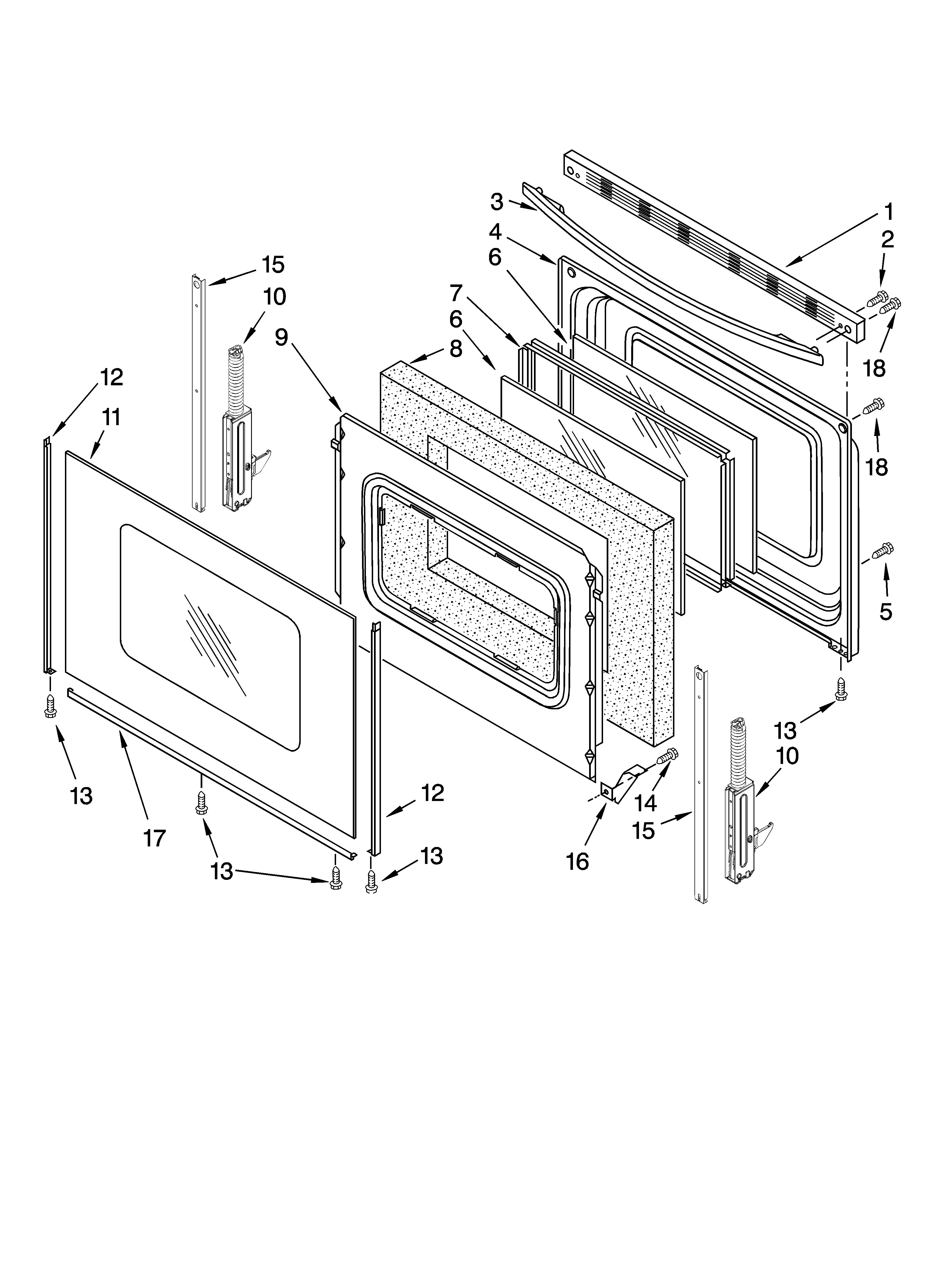 Whirlpool SF265LXTB1 door parts diagram