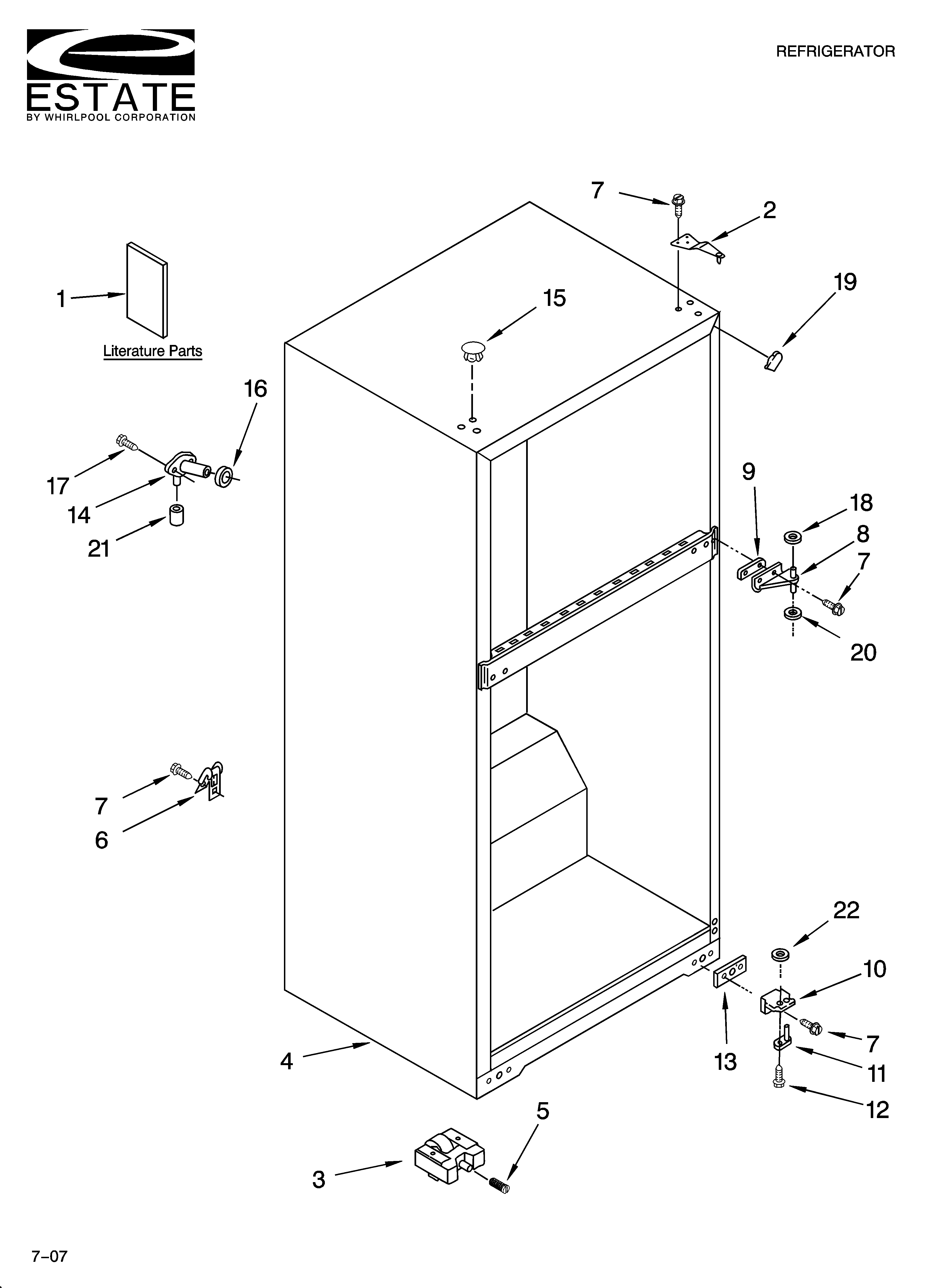 Estate TT18DKXRQ02 cabinet parts diagram