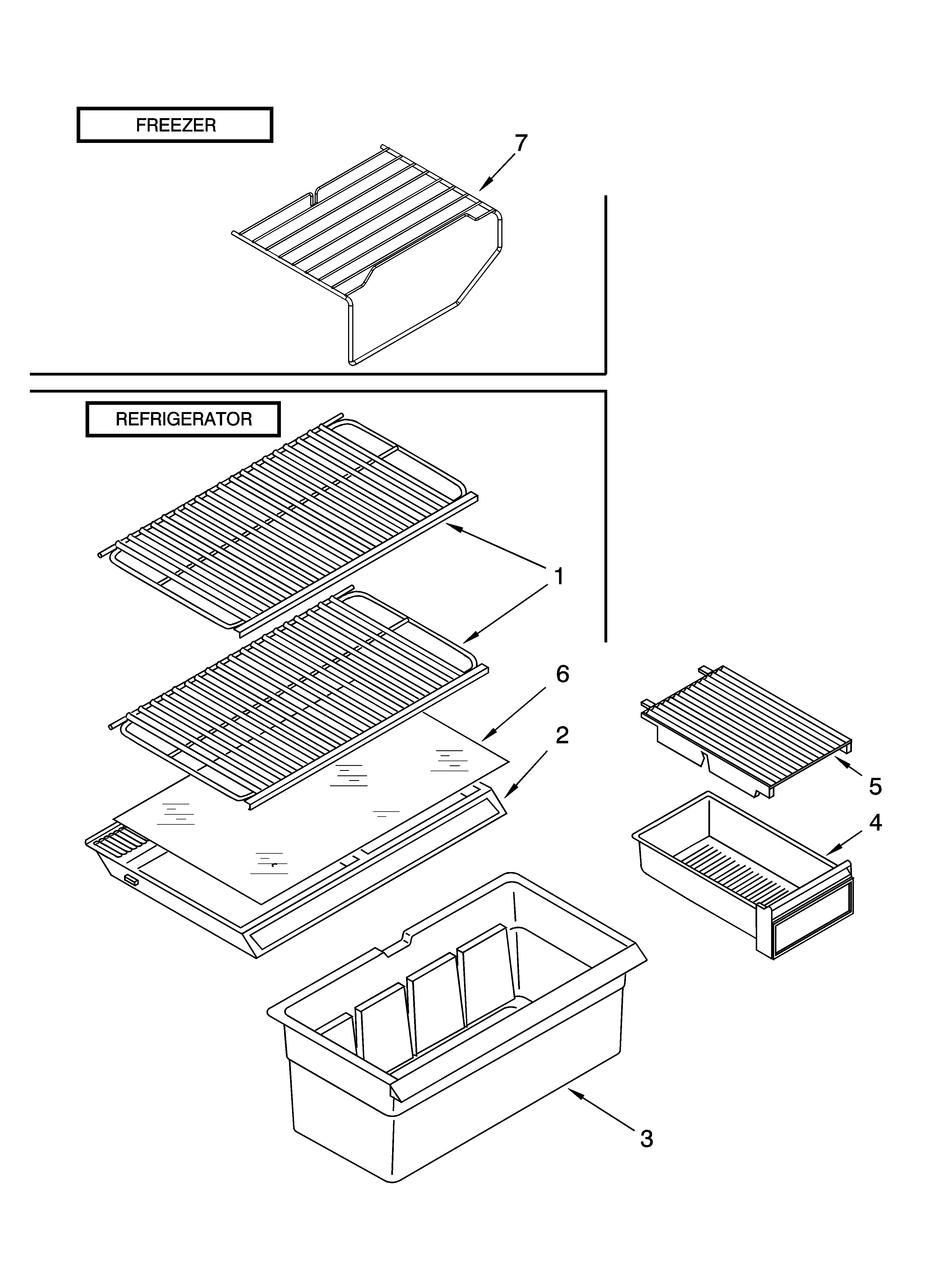 Estate TT18DKXRQ02 shelf parts, optional parts diagram