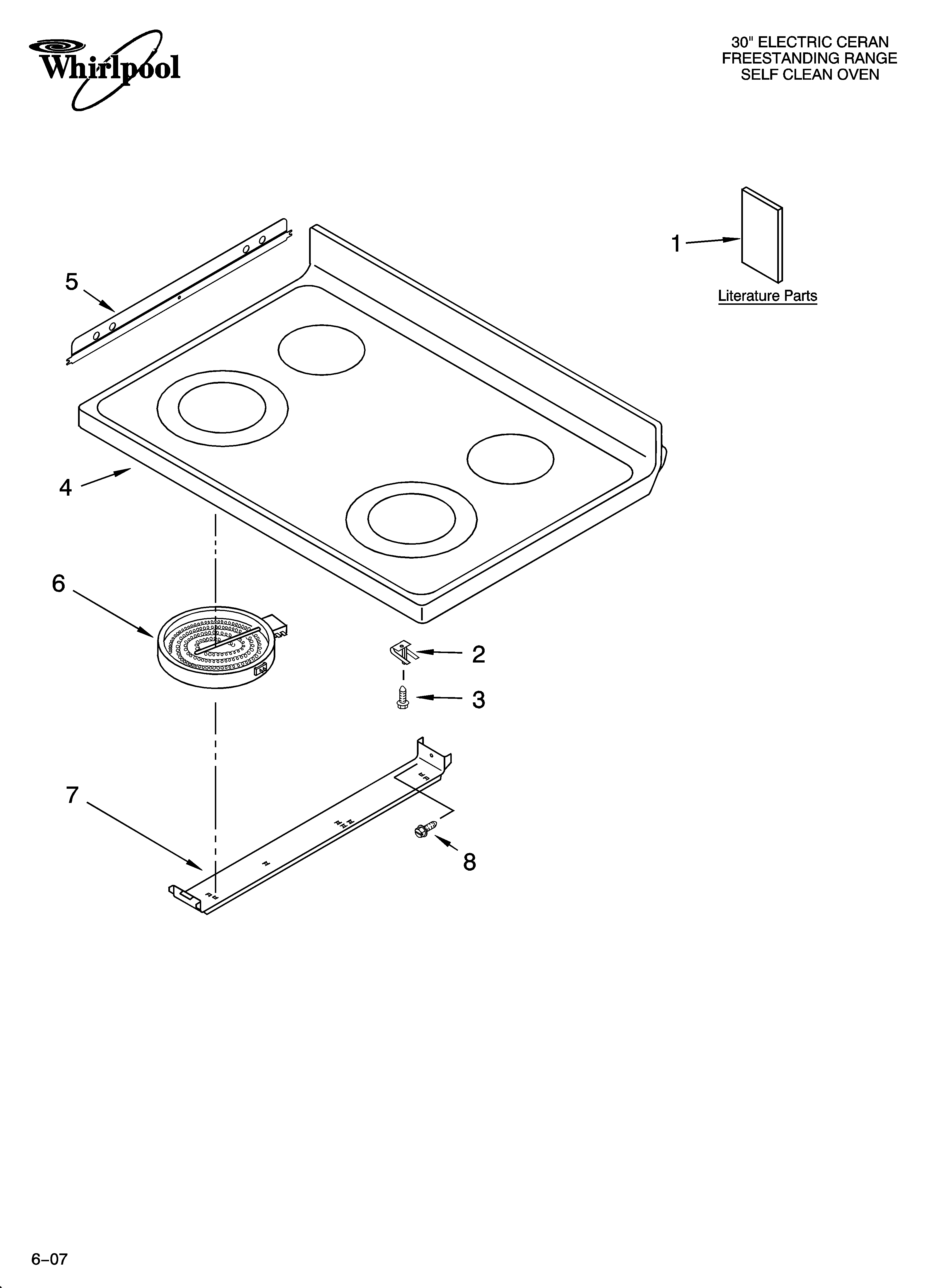 Whirlpool WERC4101SB2 cooktop parts diagram