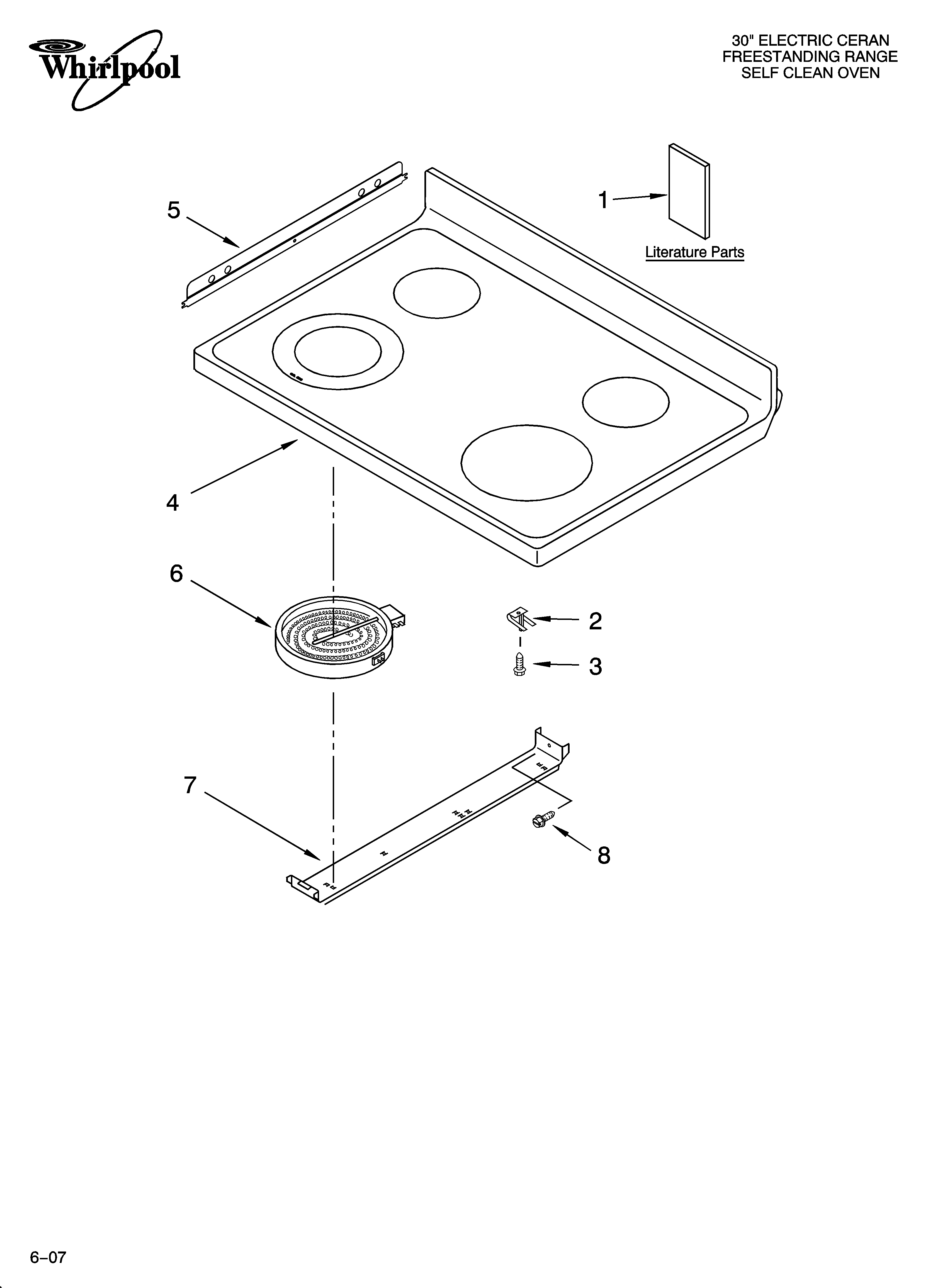 Whirlpool WERP4110SB2 cooktop parts diagram