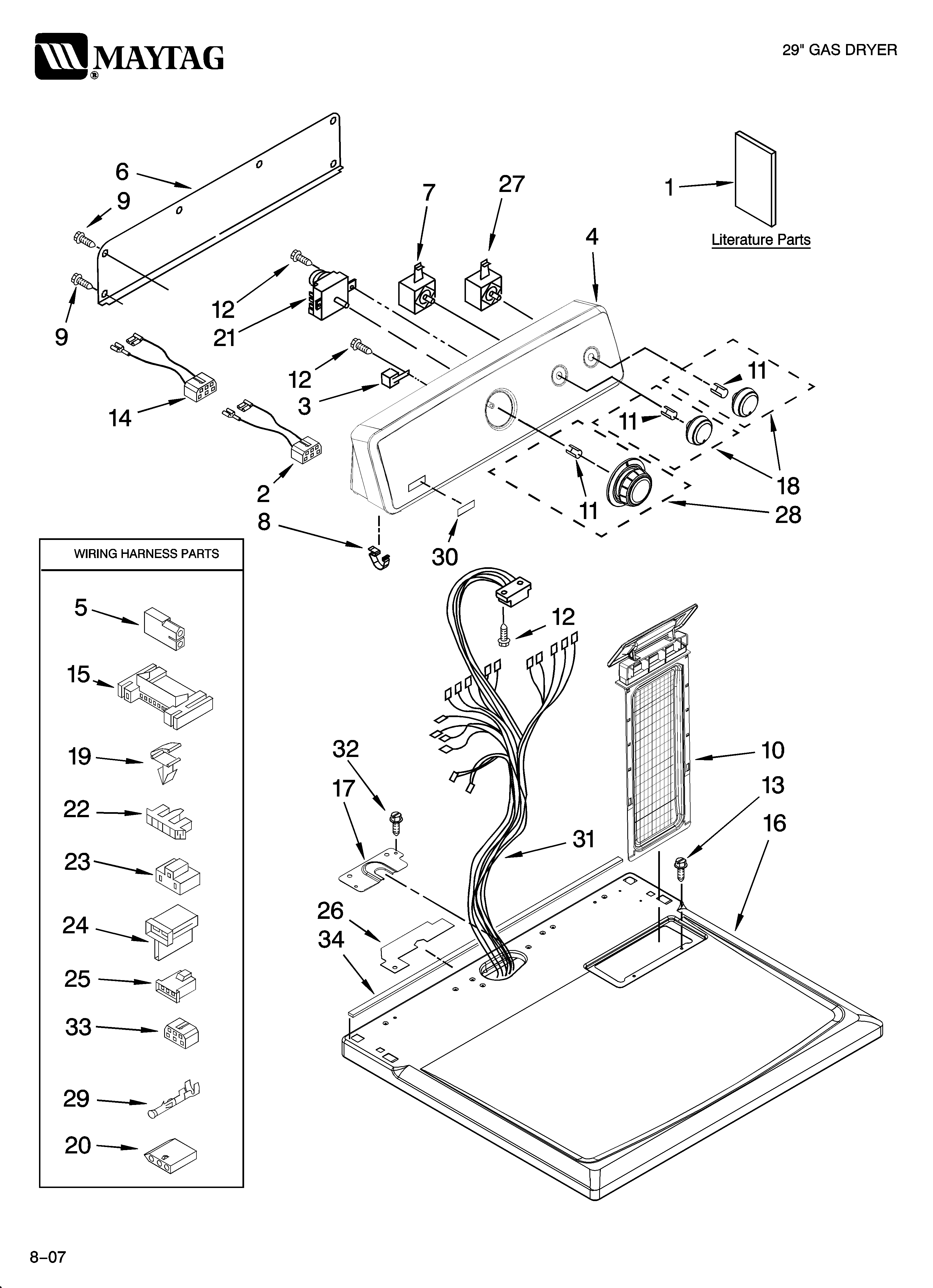 Maytag MGD5620TQ0 top and console parts diagram