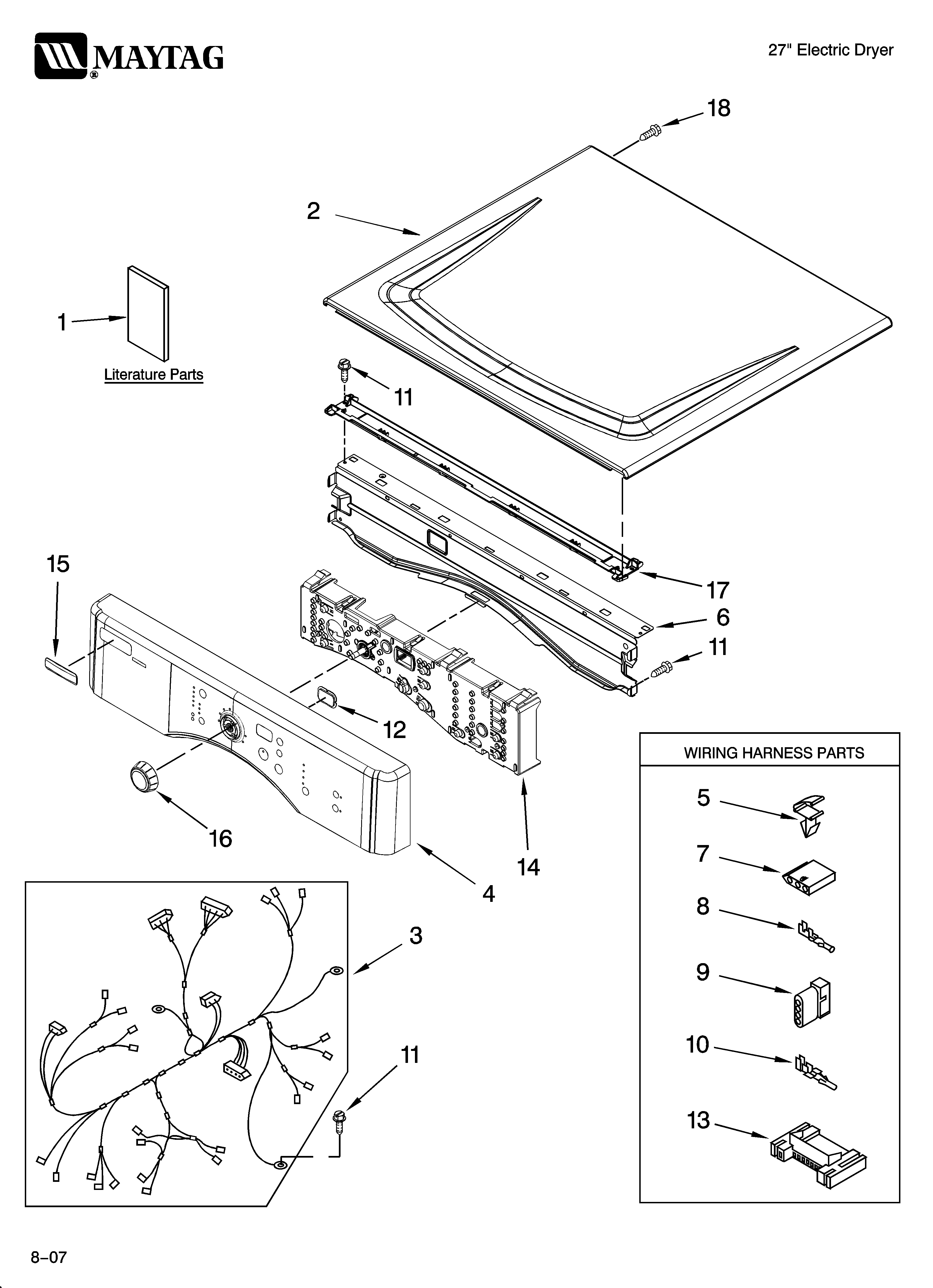 Maytag YMED9600TK0 top and console parts diagram
