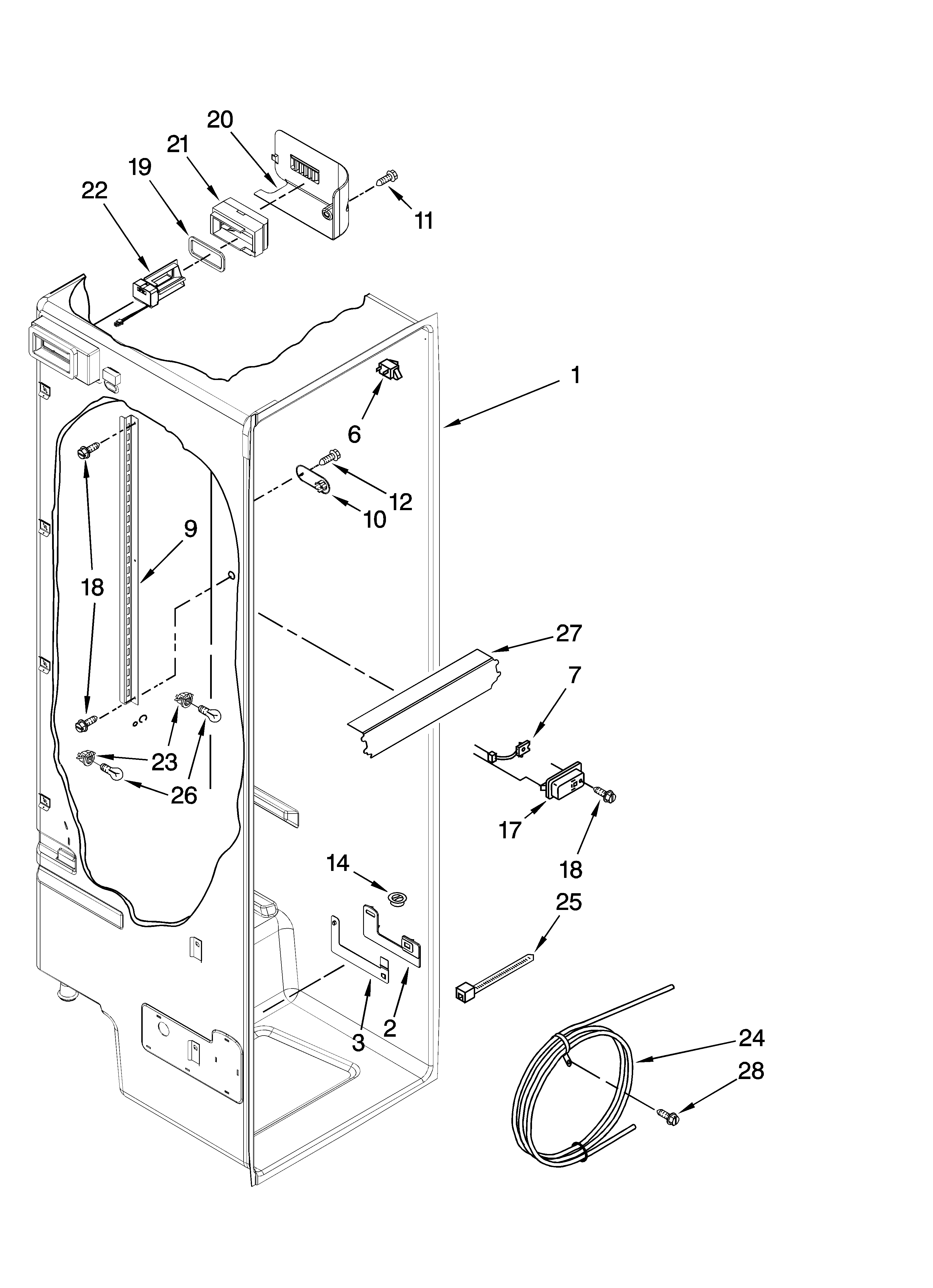 Whirlpool EC3JHAXRS13 refrigerator liner parts diagram