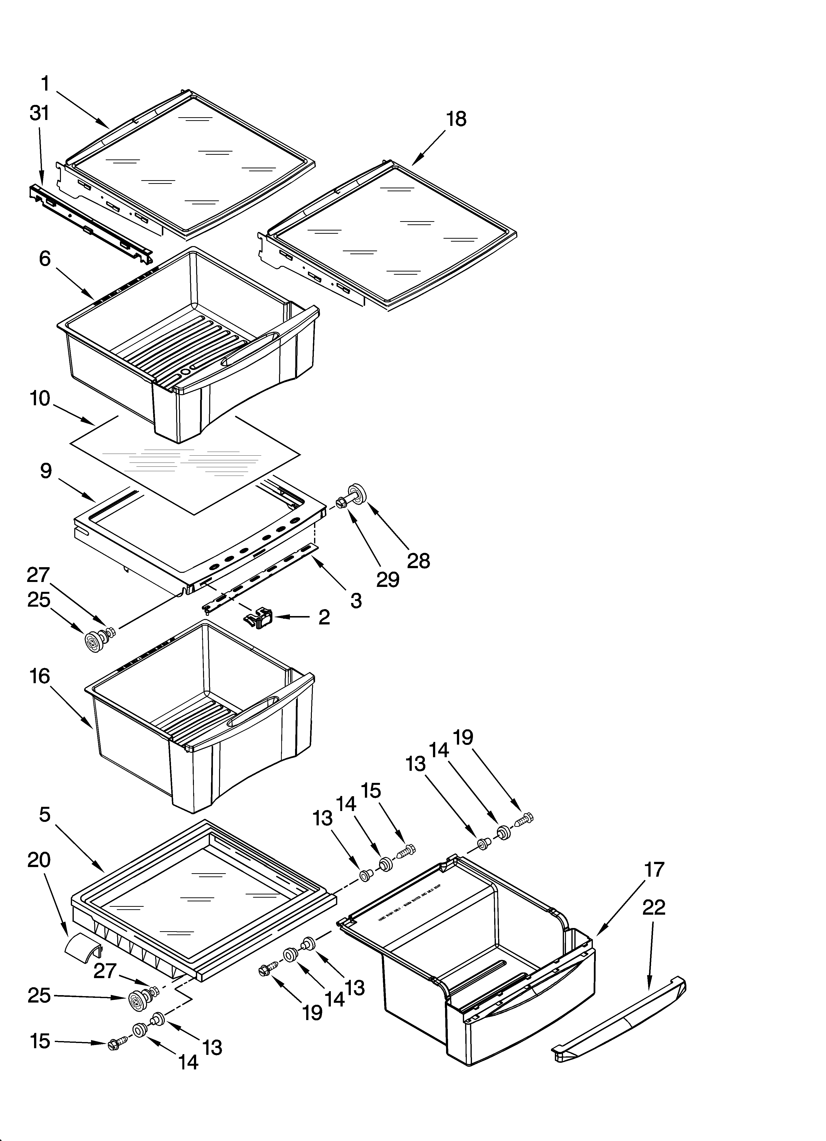 Whirlpool EC3JHAXRS13 refrigerator shelf parts diagram