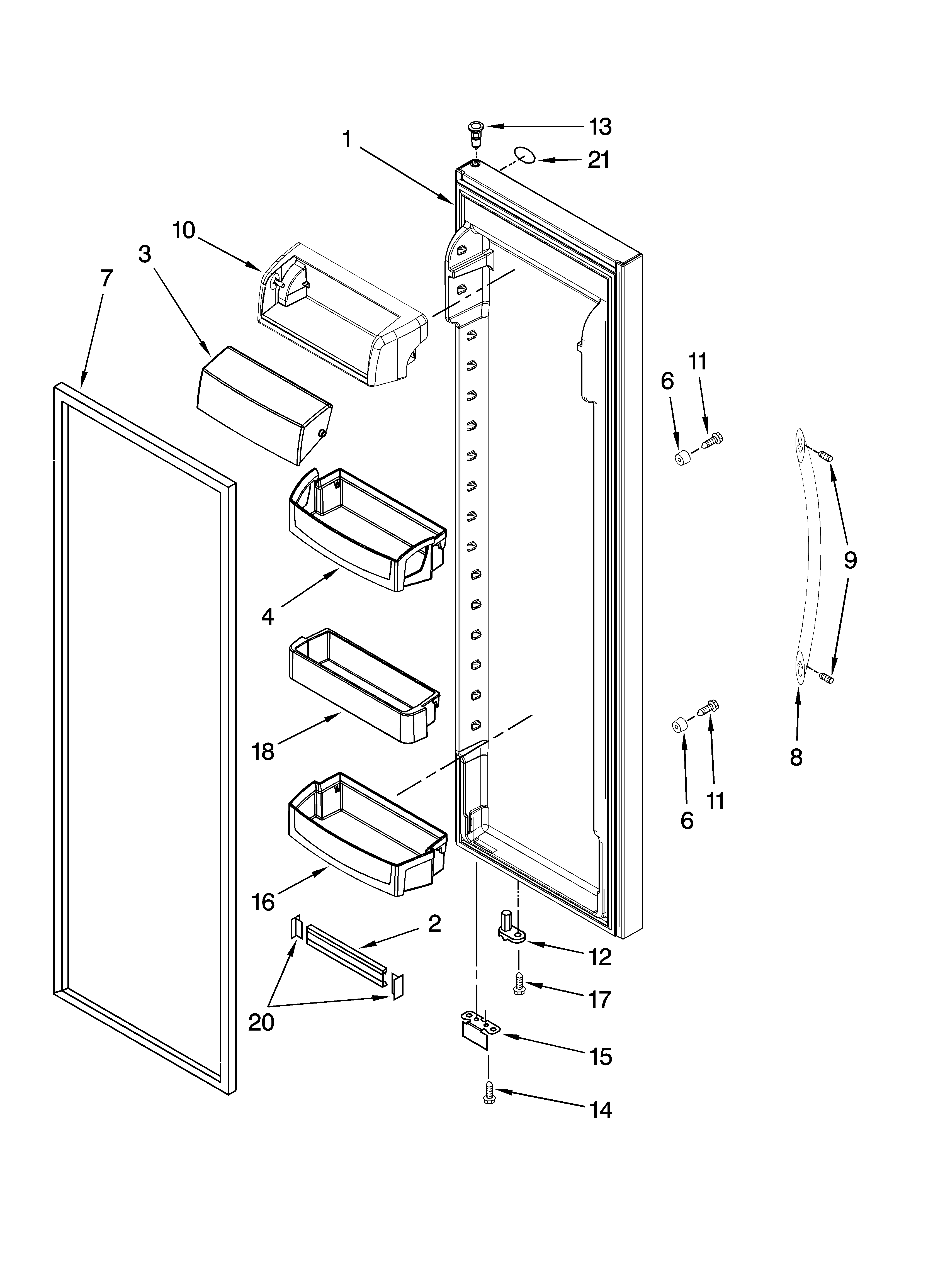 Whirlpool EC3JHAXRS13 refrigerator door parts diagram