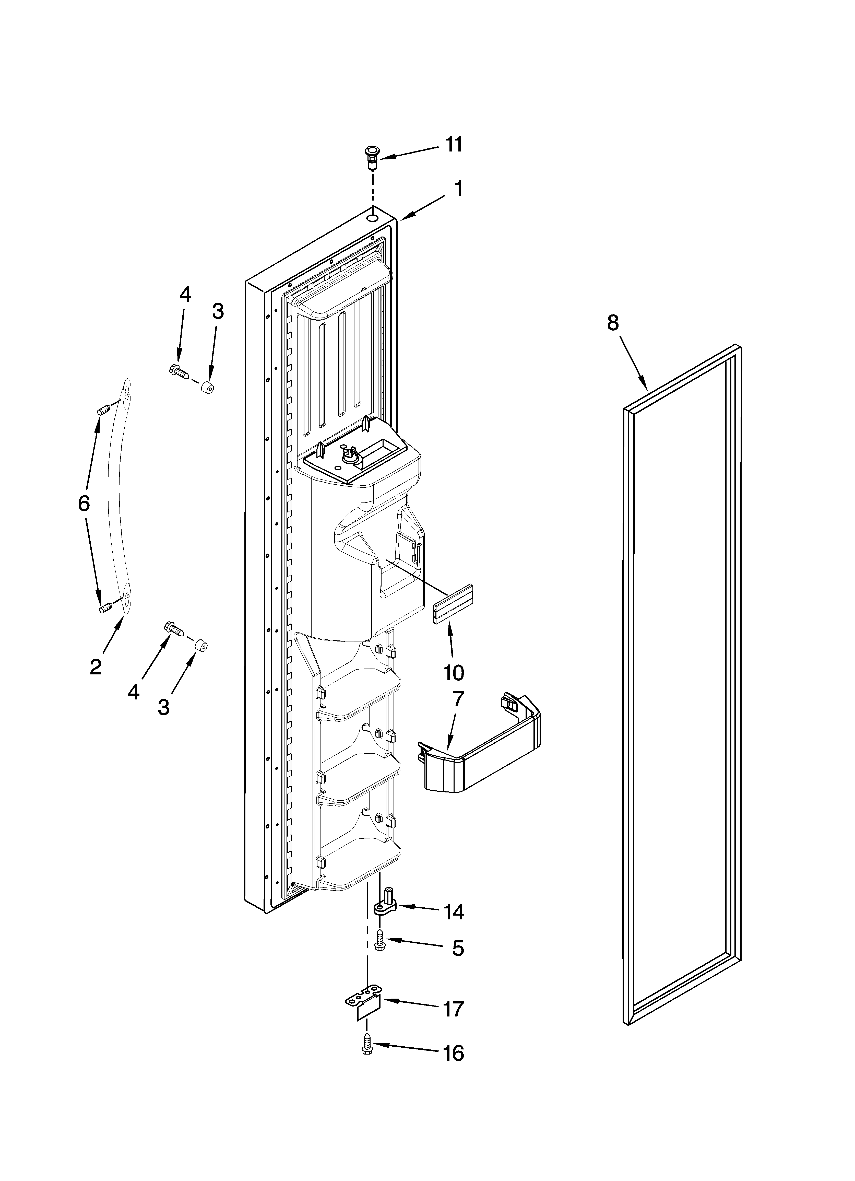 Whirlpool EC3JHAXRS13 freezer door parts diagram