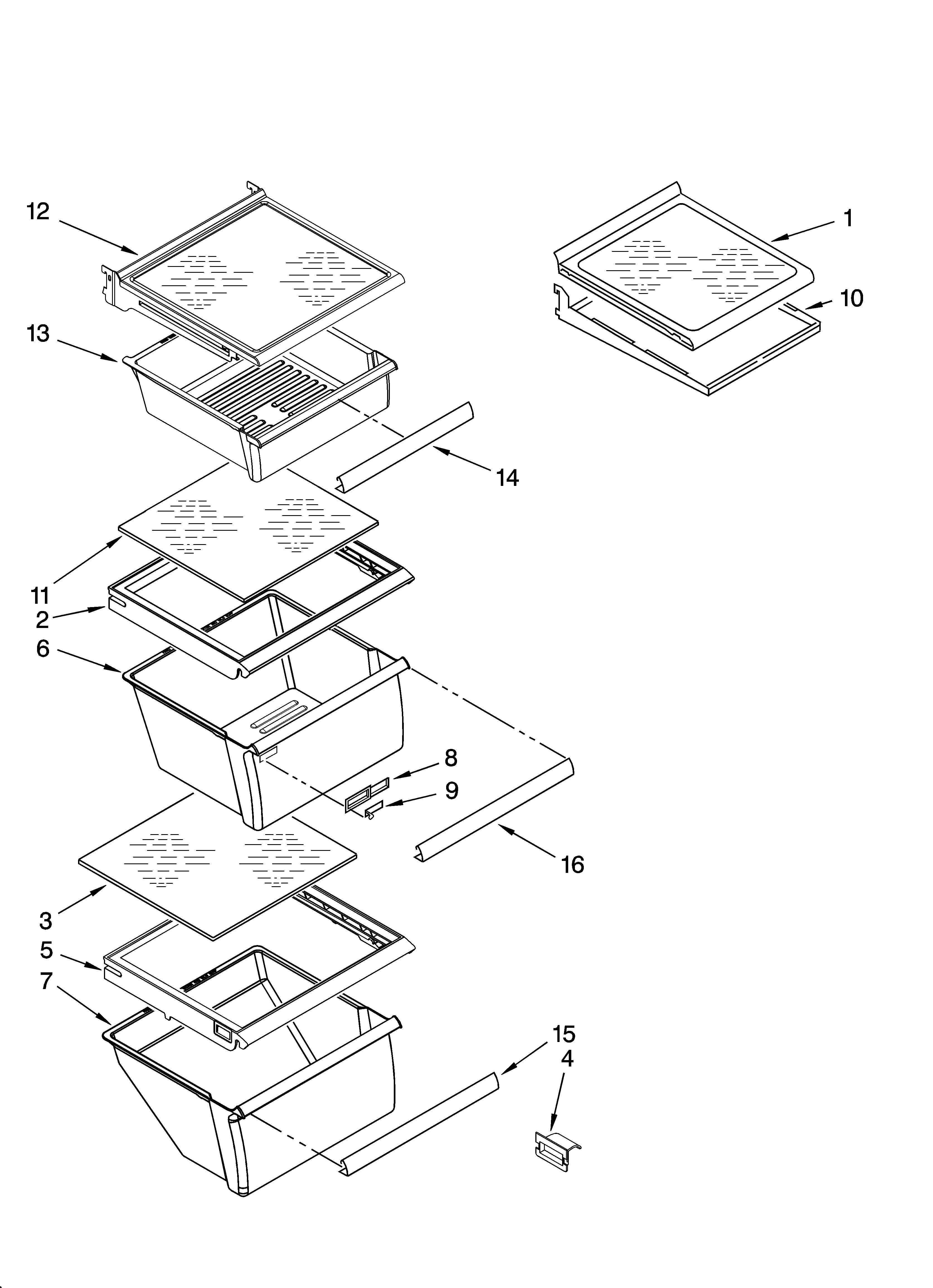 Whirlpool ED2FHEXTS00 refrigerator shelf parts diagram