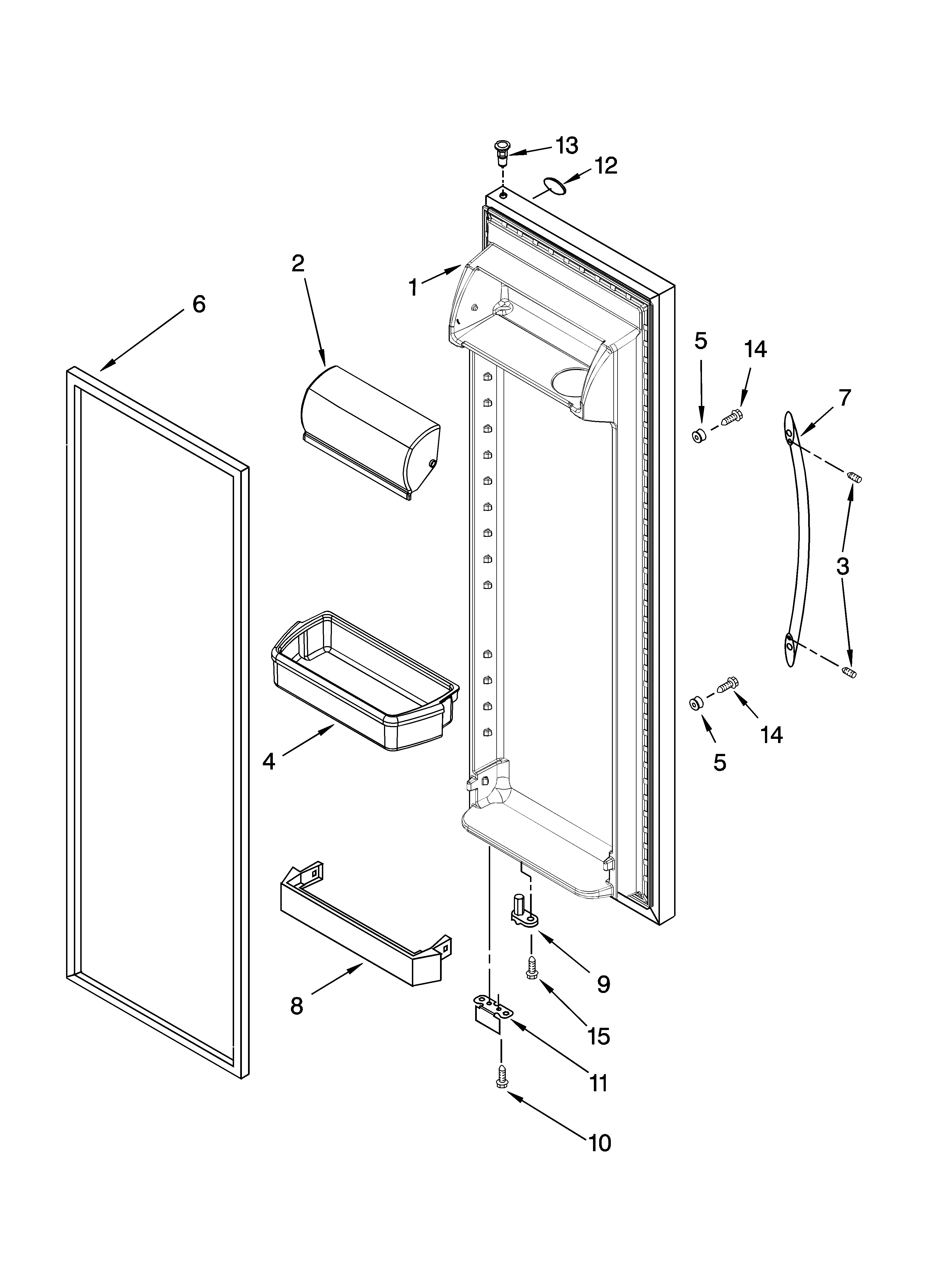 Whirlpool ED2FHEXTS00 refrigerator door parts diagram