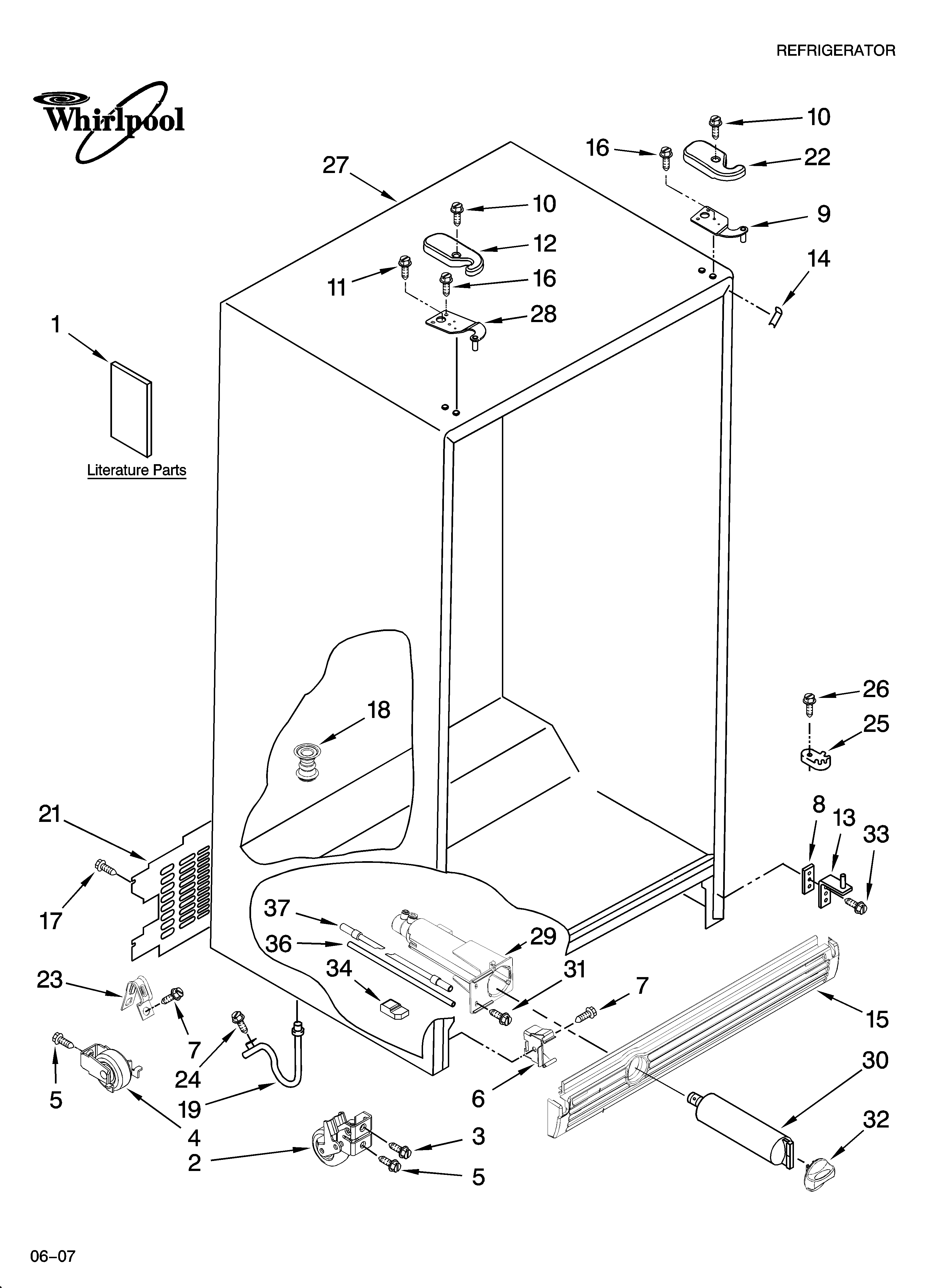 Whirlpool ED2GHEXNB06 cabinet parts diagram