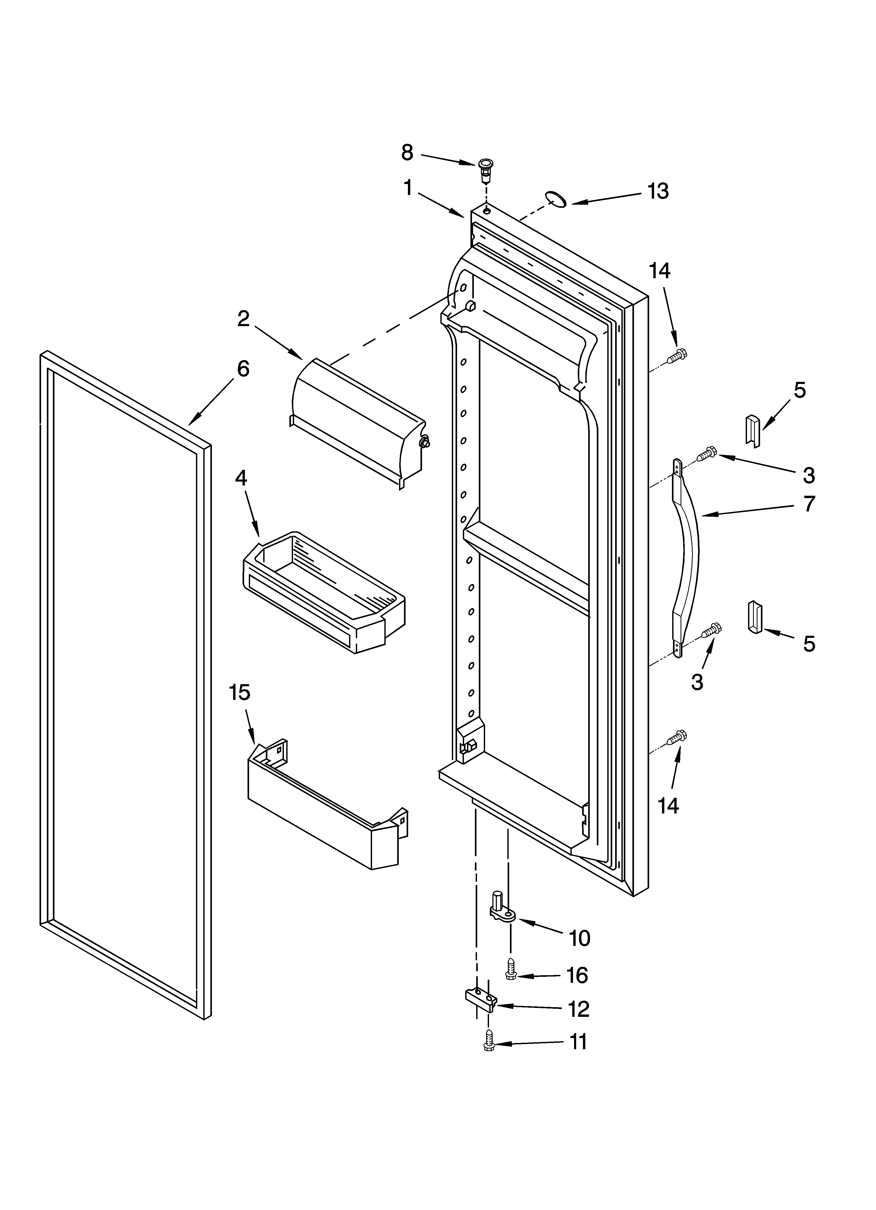 Whirlpool ED2JVEXTS00 refrigerator door parts diagram