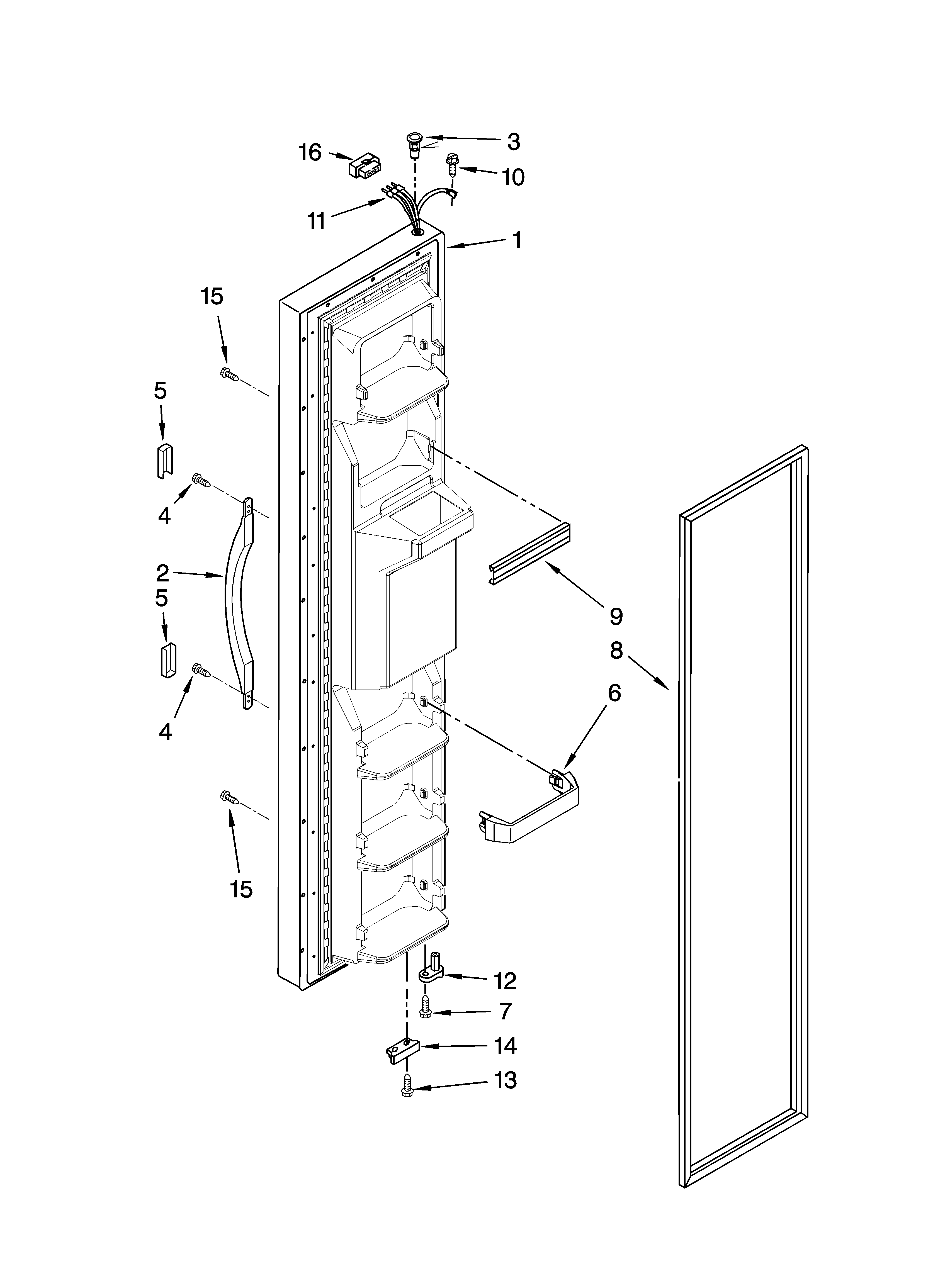 Whirlpool ED2JVEXTS00 freezer door parts diagram