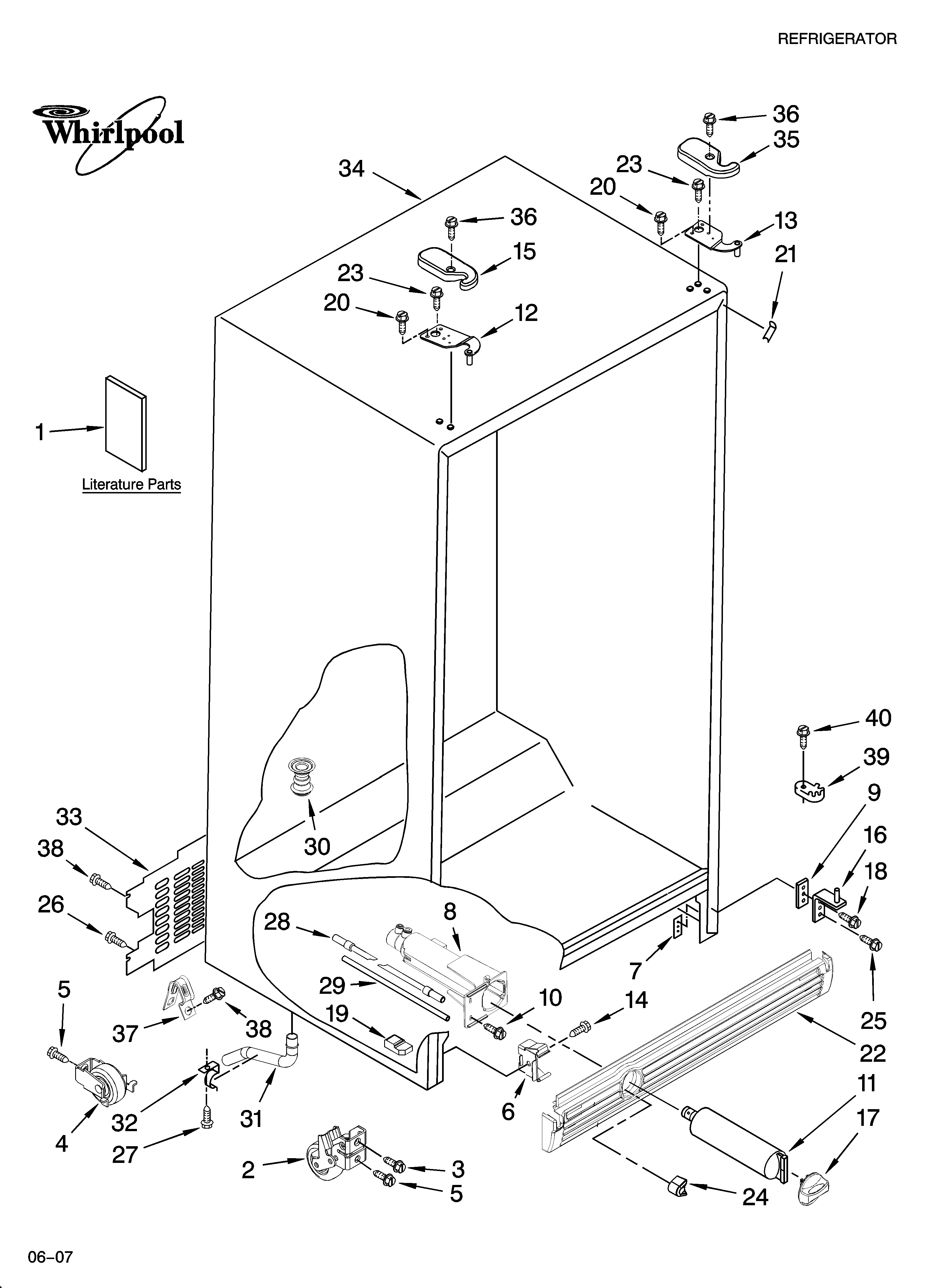 Whirlpool ED5HBEXTL01 cabinet parts diagram