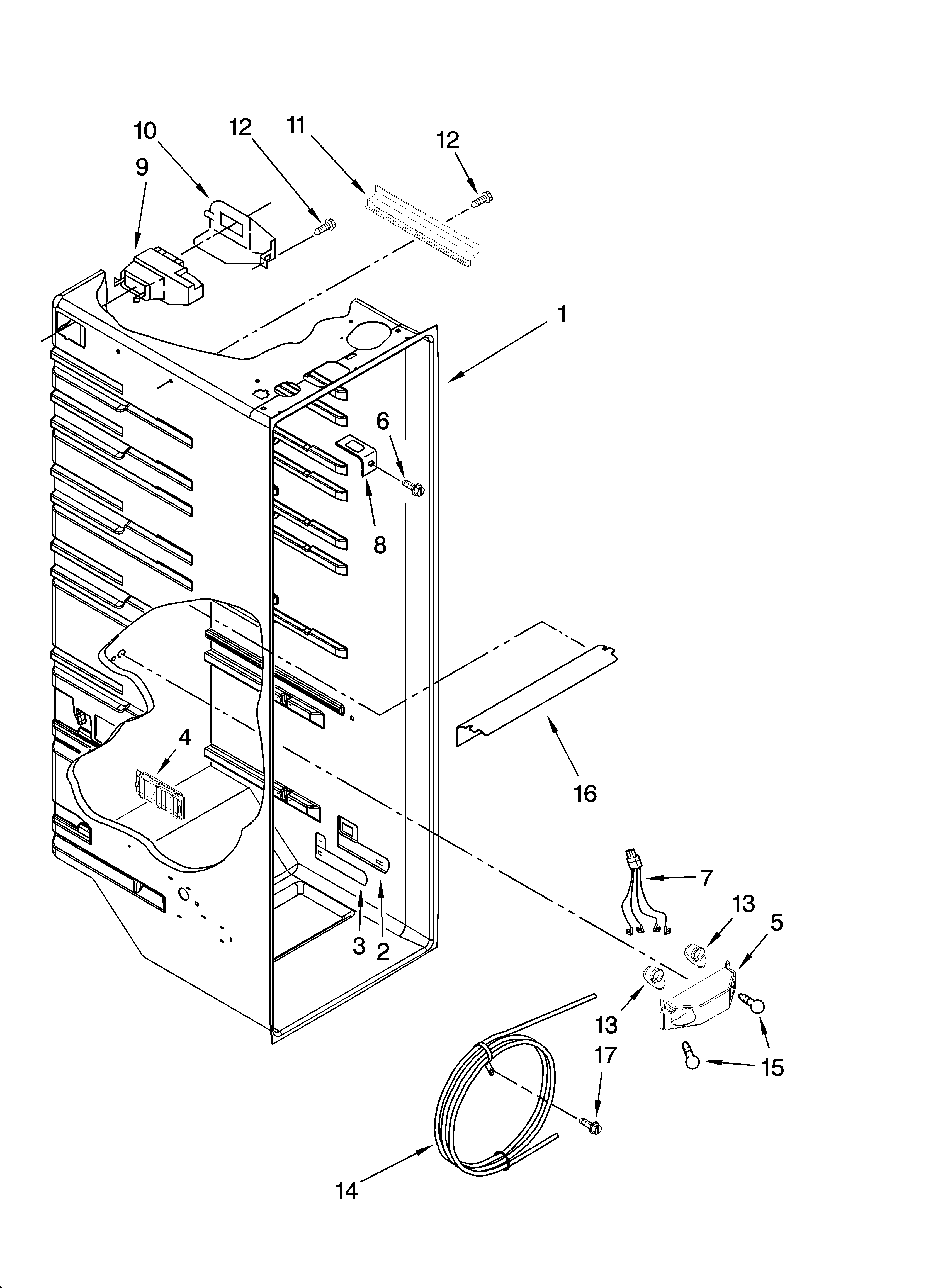 Whirlpool ED5HBEXTL01 refrigerator liner parts diagram