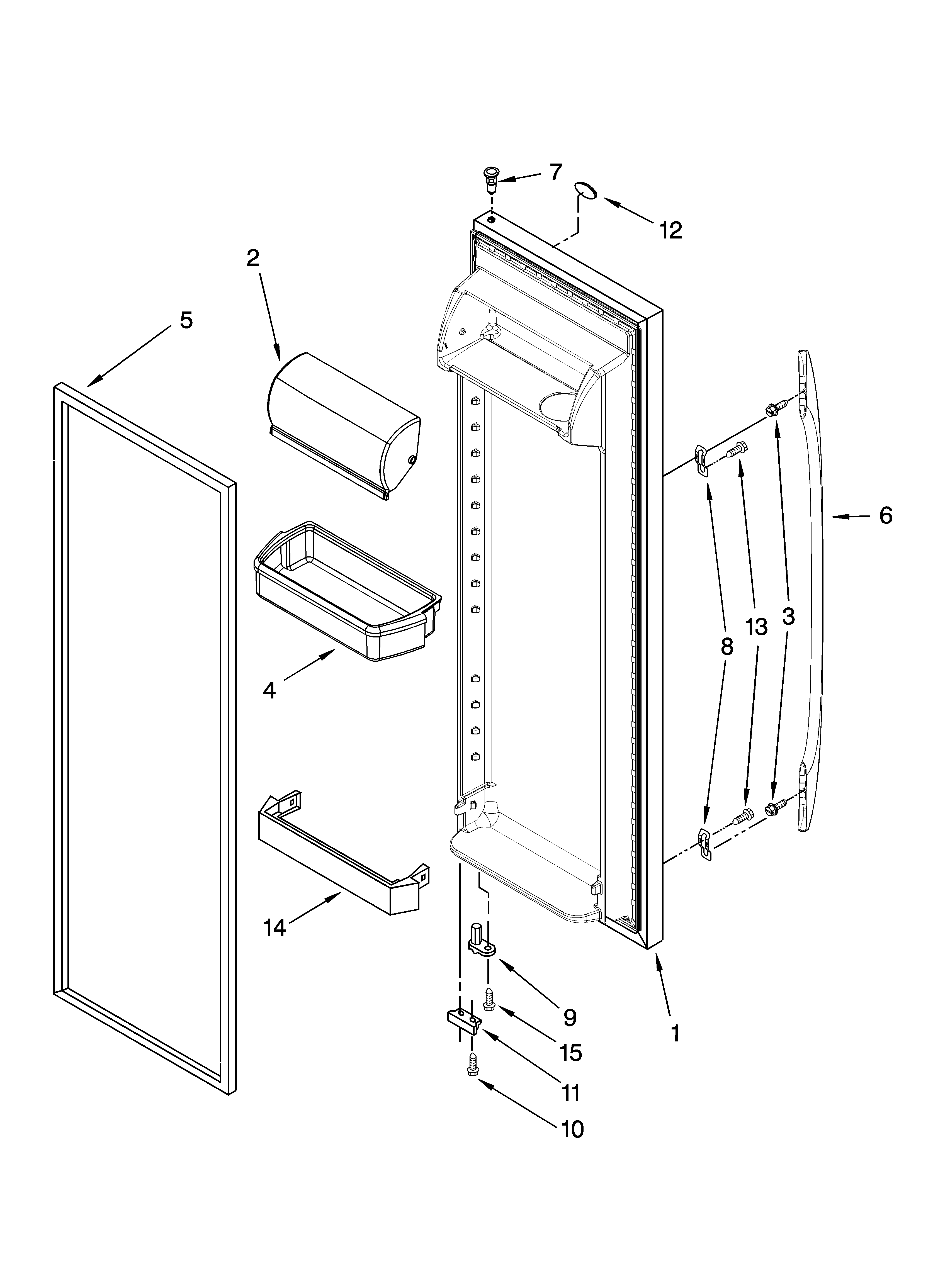 Whirlpool ED5HBEXTL01 refrigerator door parts diagram