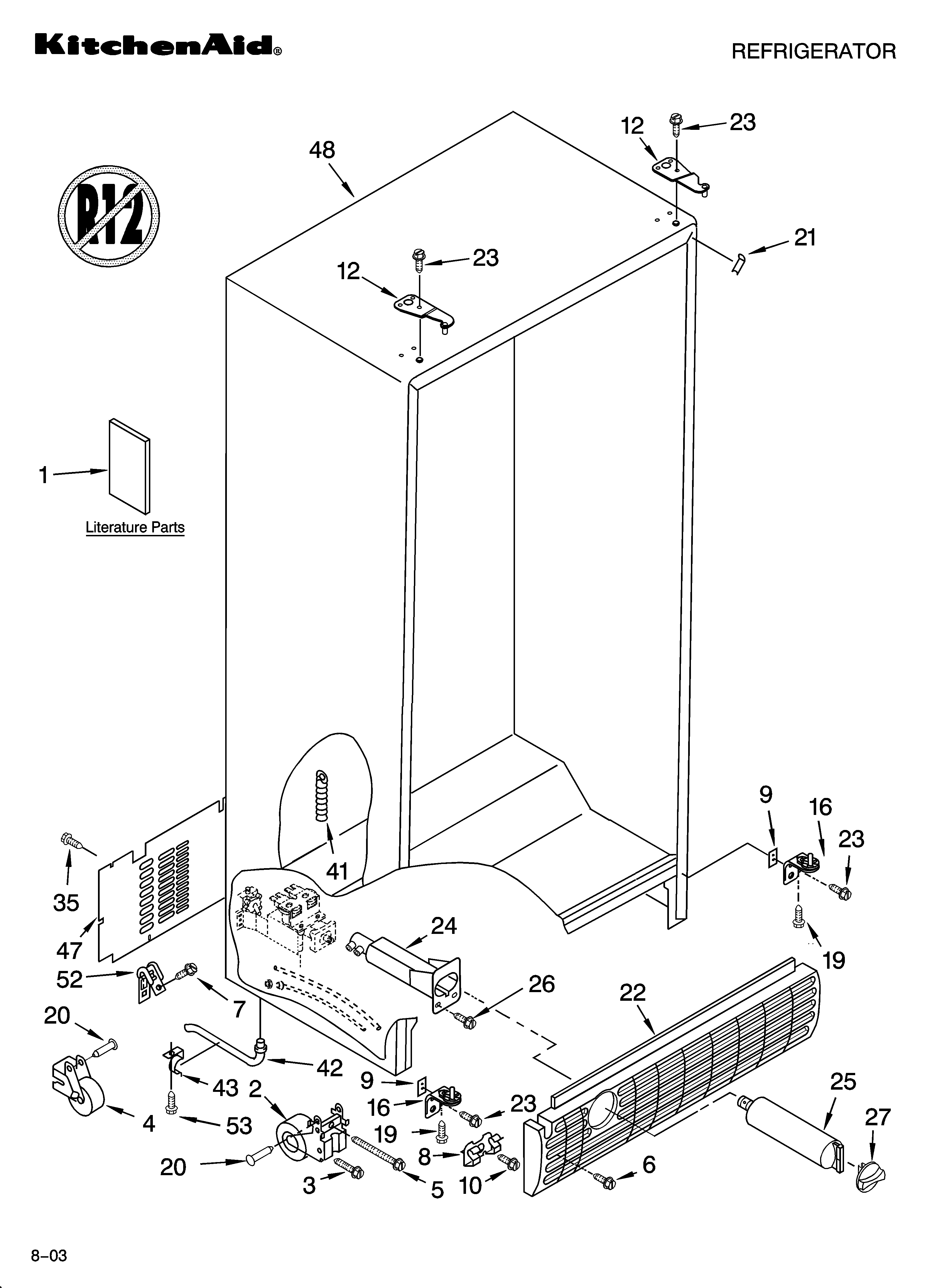KitchenAid KSBS25FKWH00 cabinet parts diagram