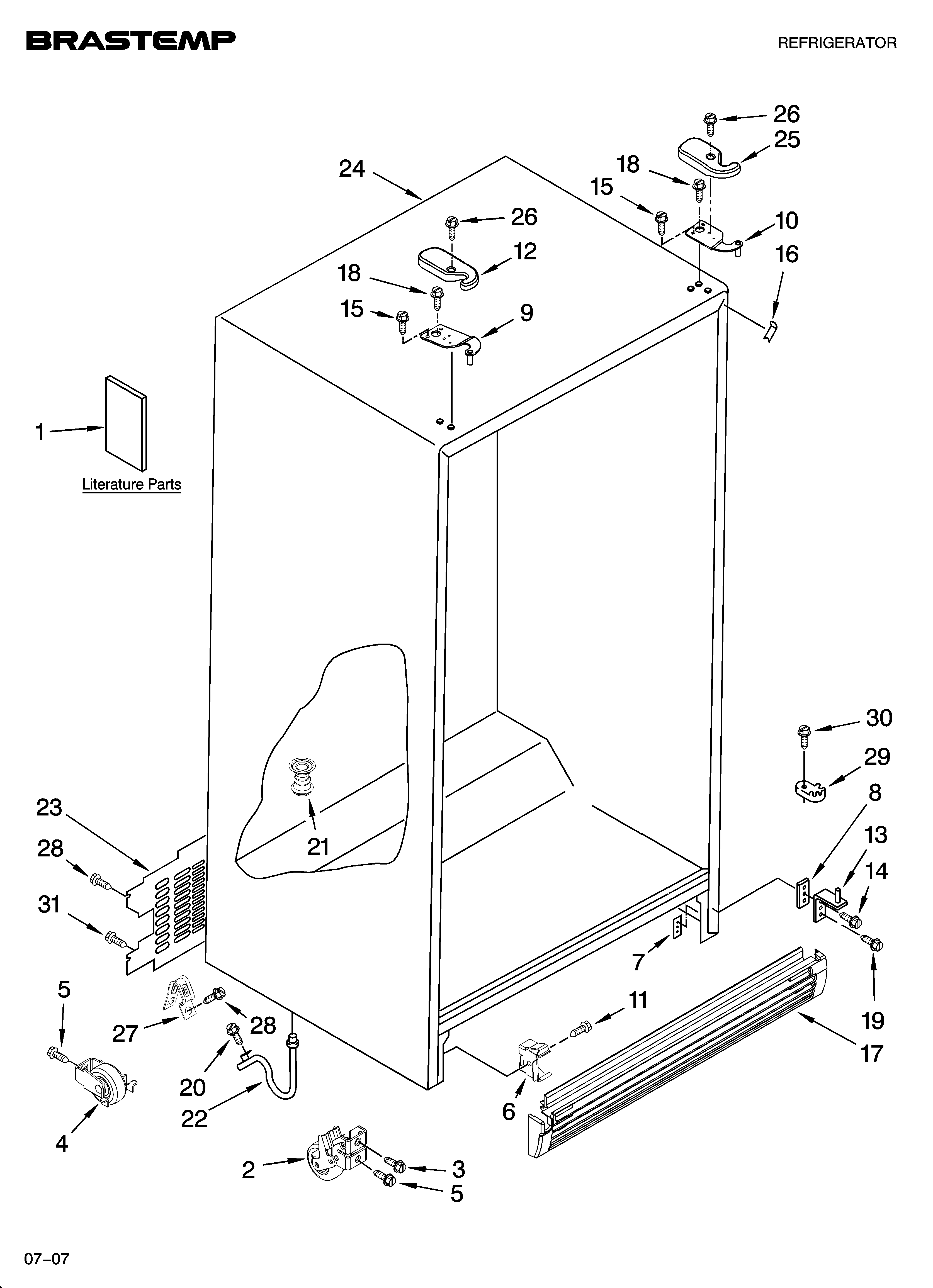 Whirlpool BRS70EMANA00 cabinet parts diagram