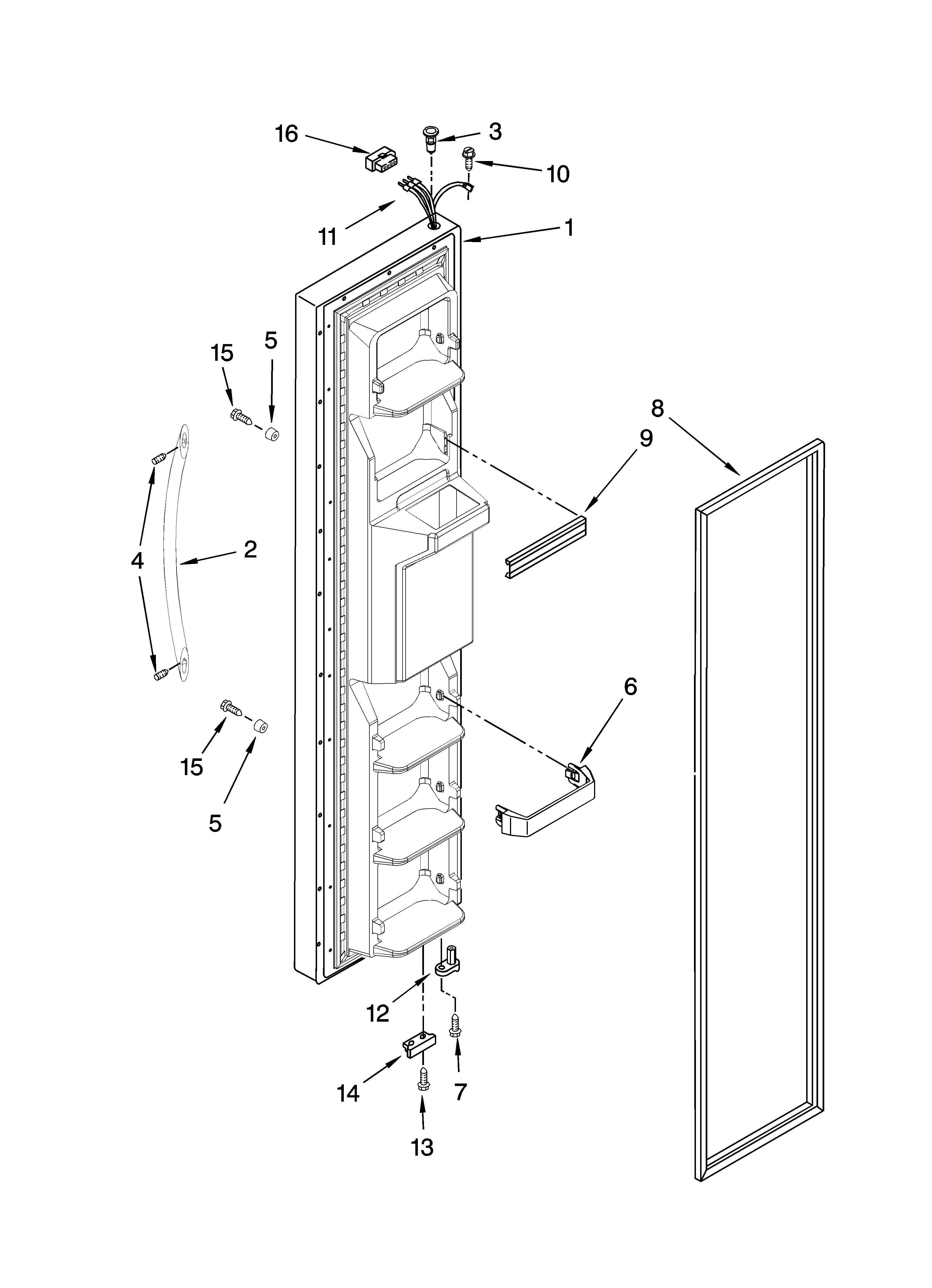 Whirlpool BRS70EMANA00 freezer door parts diagram