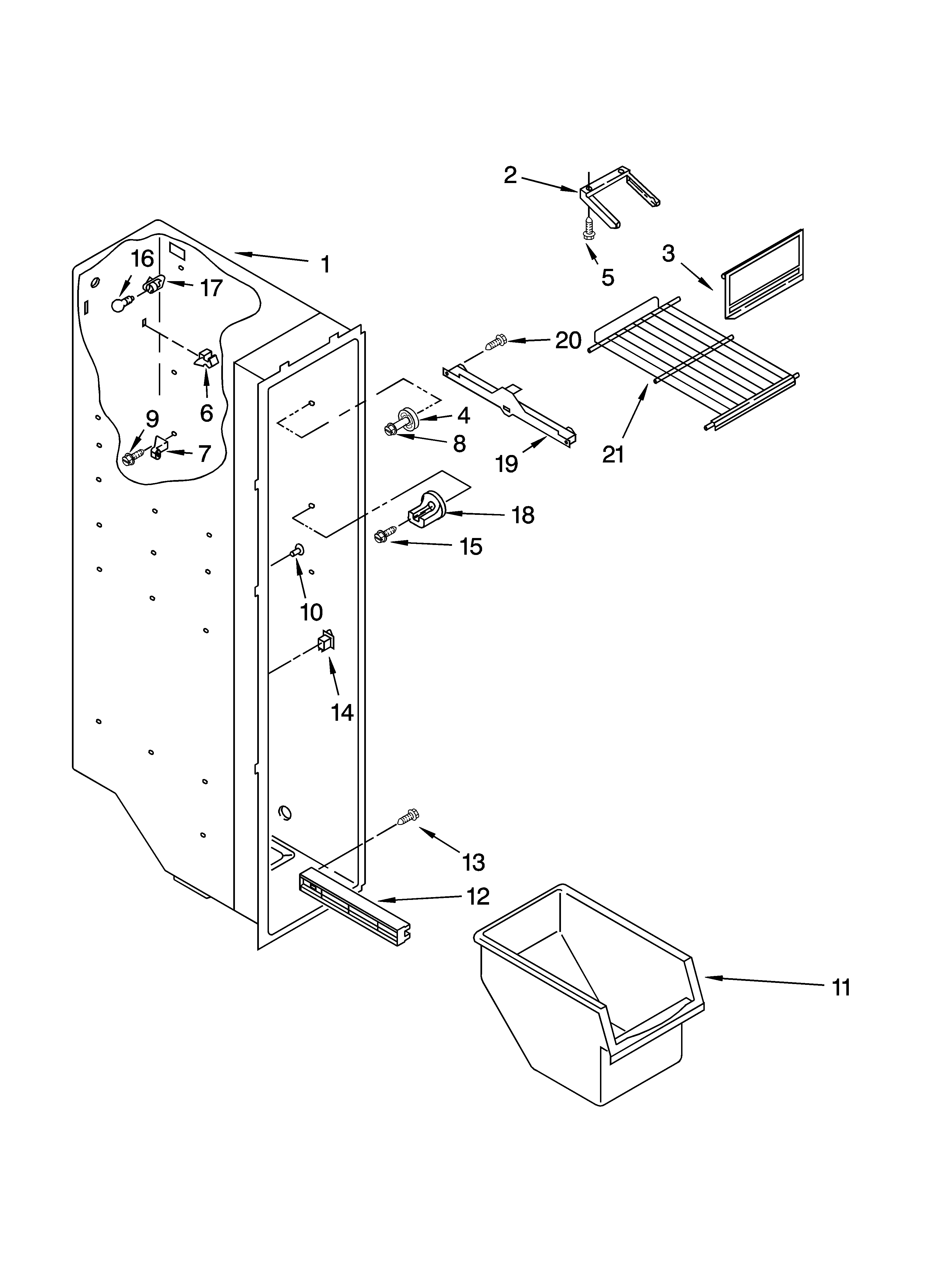 Whirlpool ED2GHGXMB02 freezer liner parts diagram