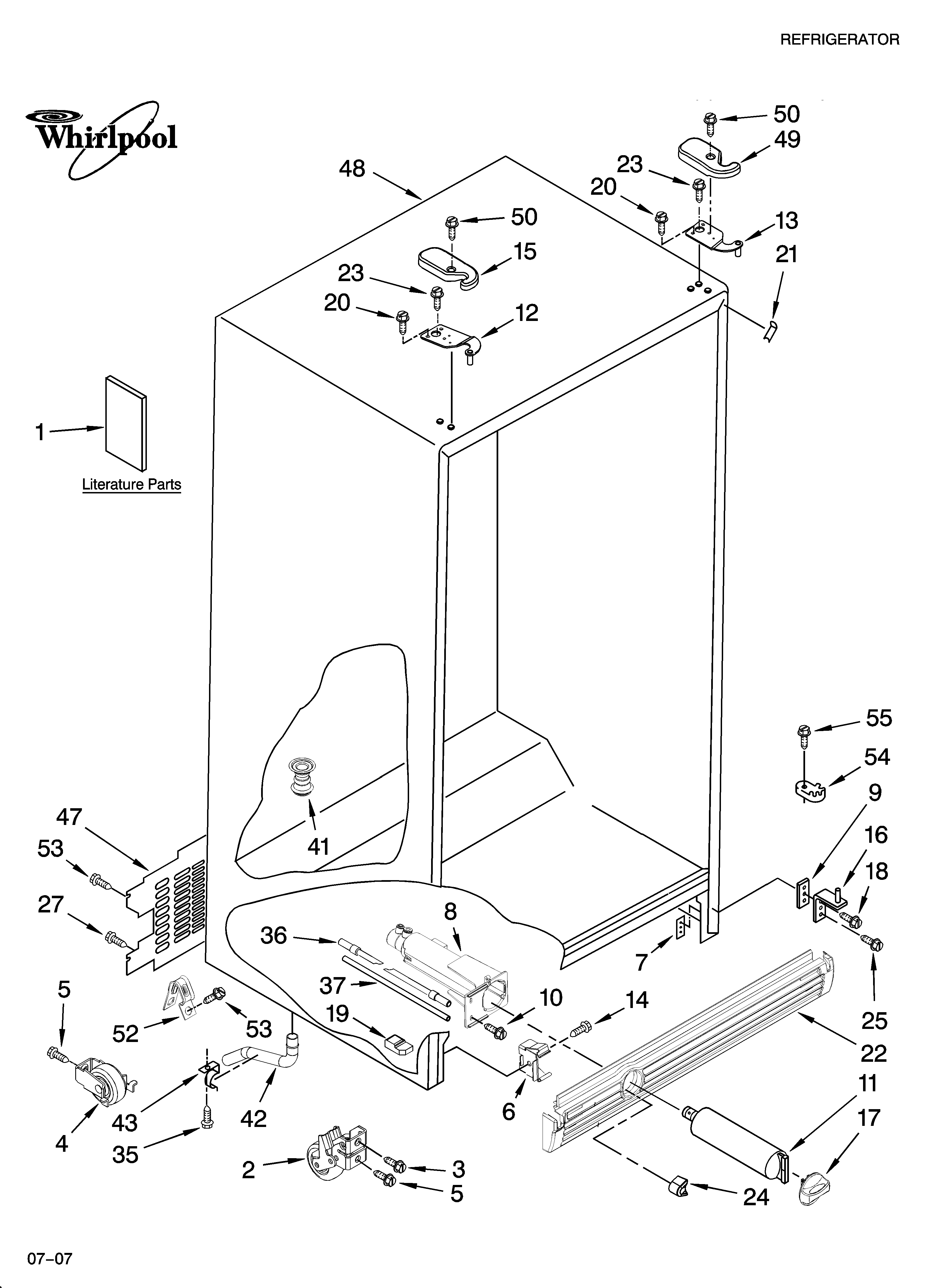 Whirlpool ED2HBEXTS01 cabinet parts diagram
