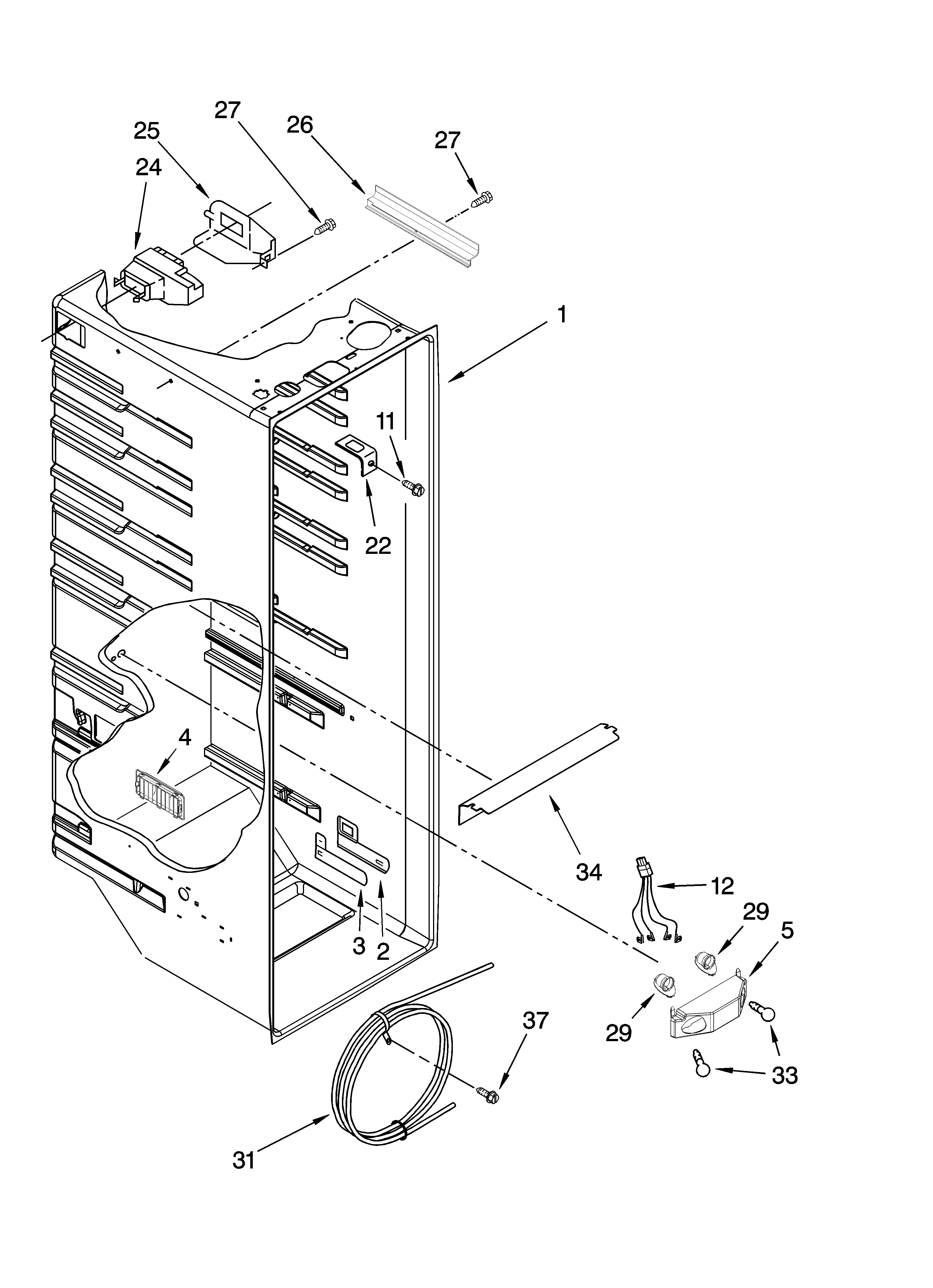 Whirlpool ED2HBEXTS01 refrigerator liner parts diagram
