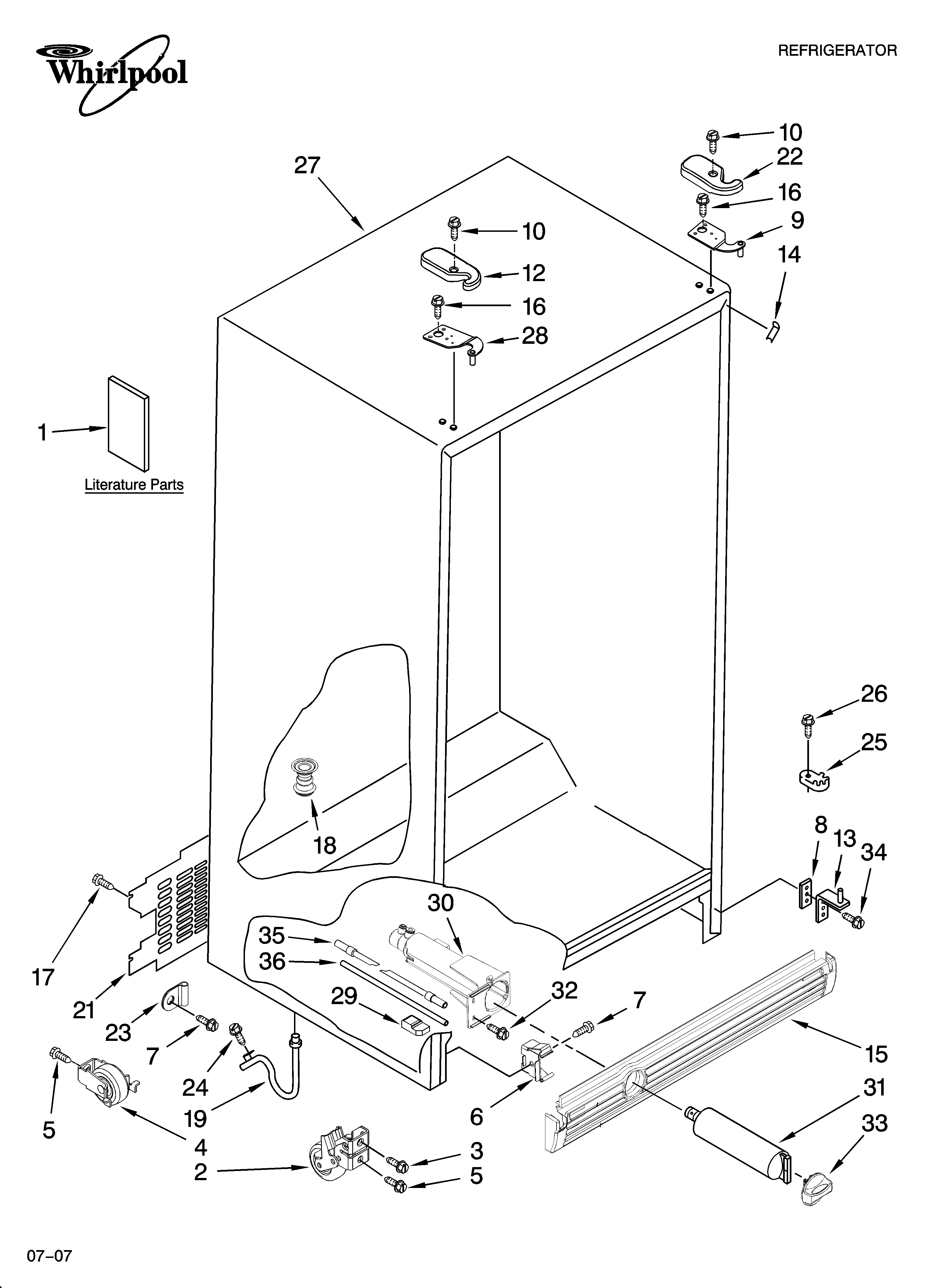 Whirlpool ED5GTGXNB12 cabinet parts diagram