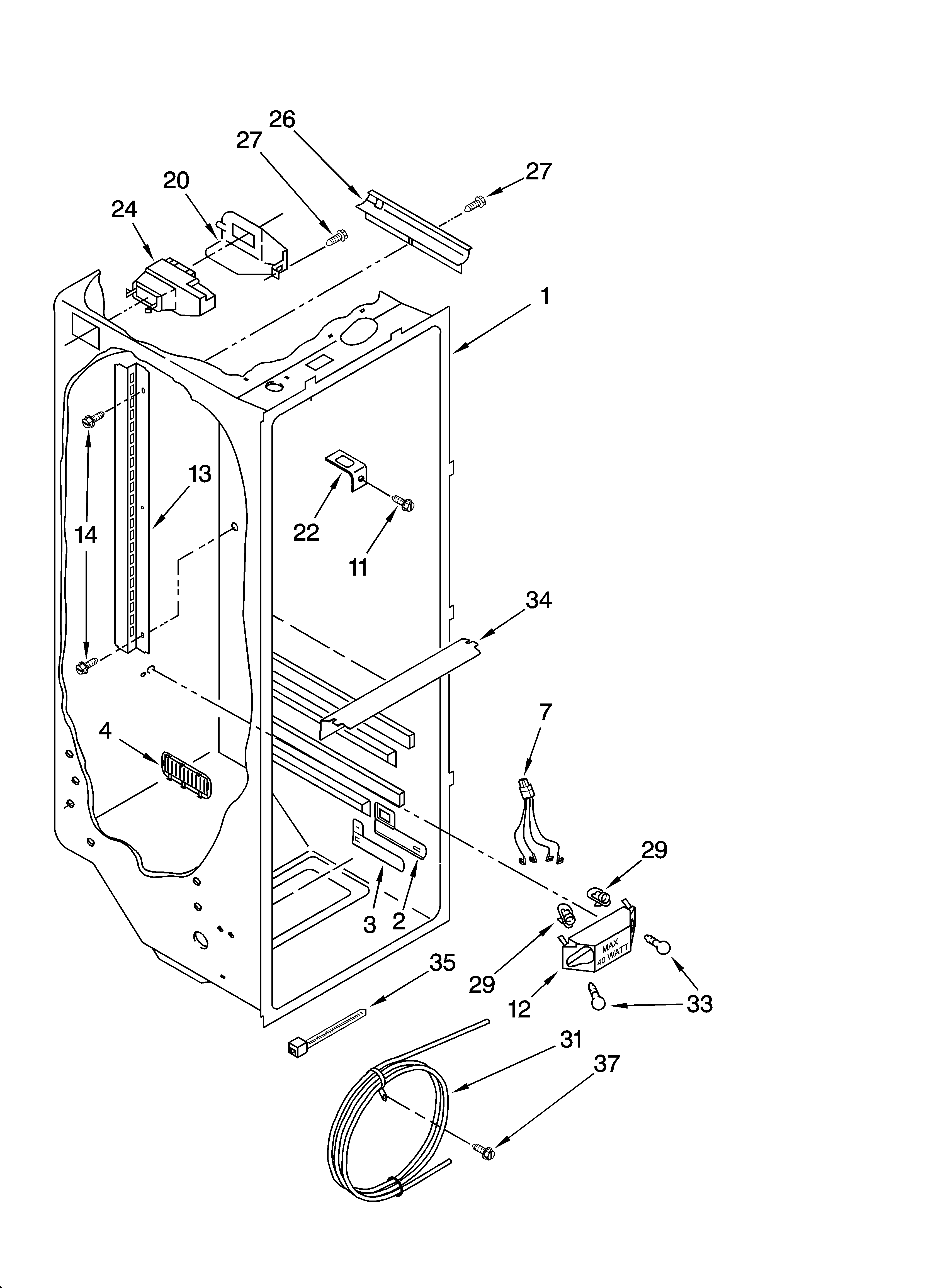 Whirlpool ED5GTGXNB12 refrigerator liner parts diagram