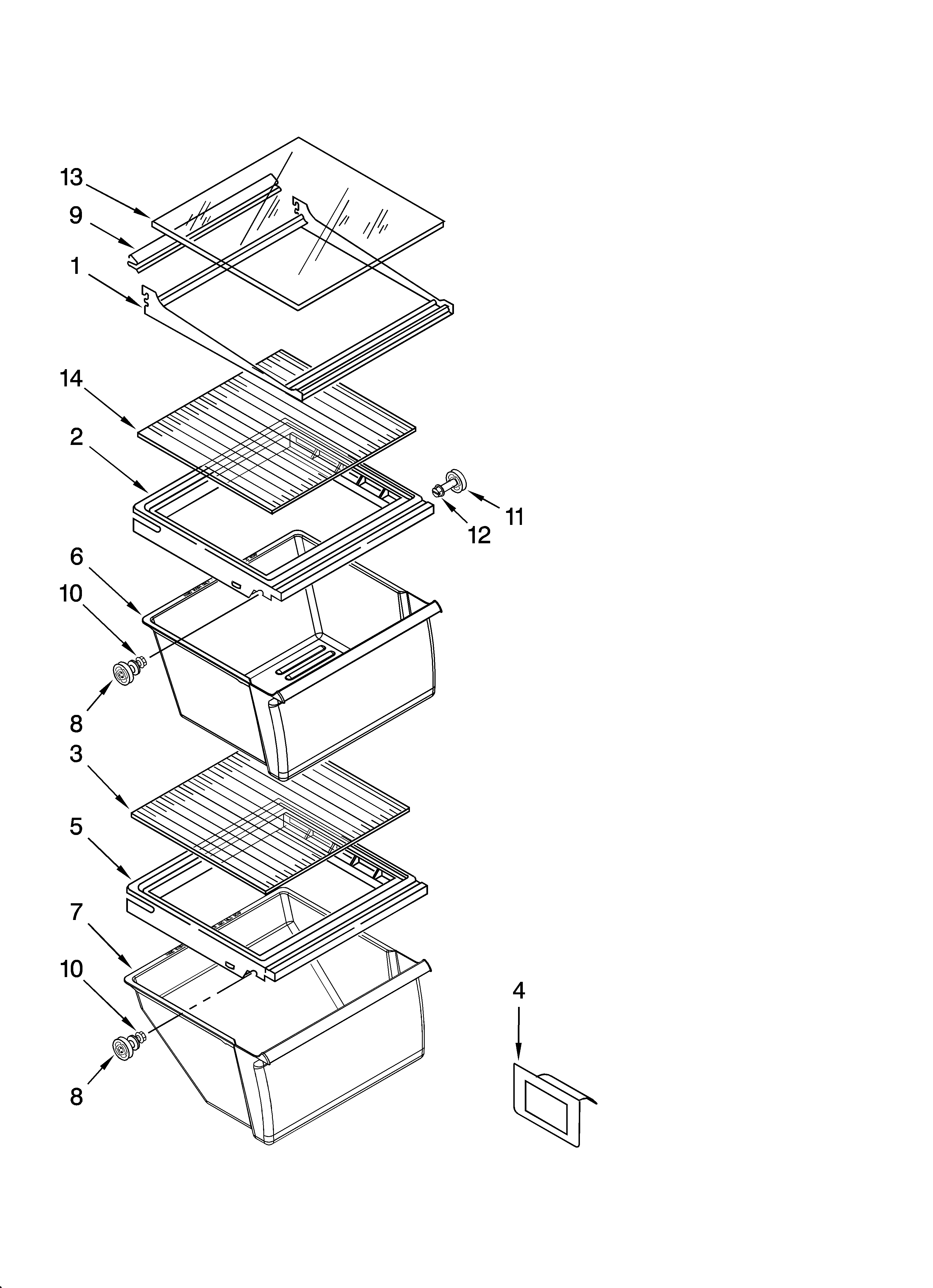 Whirlpool ED5GTGXNB12 refrigerator shelf parts diagram