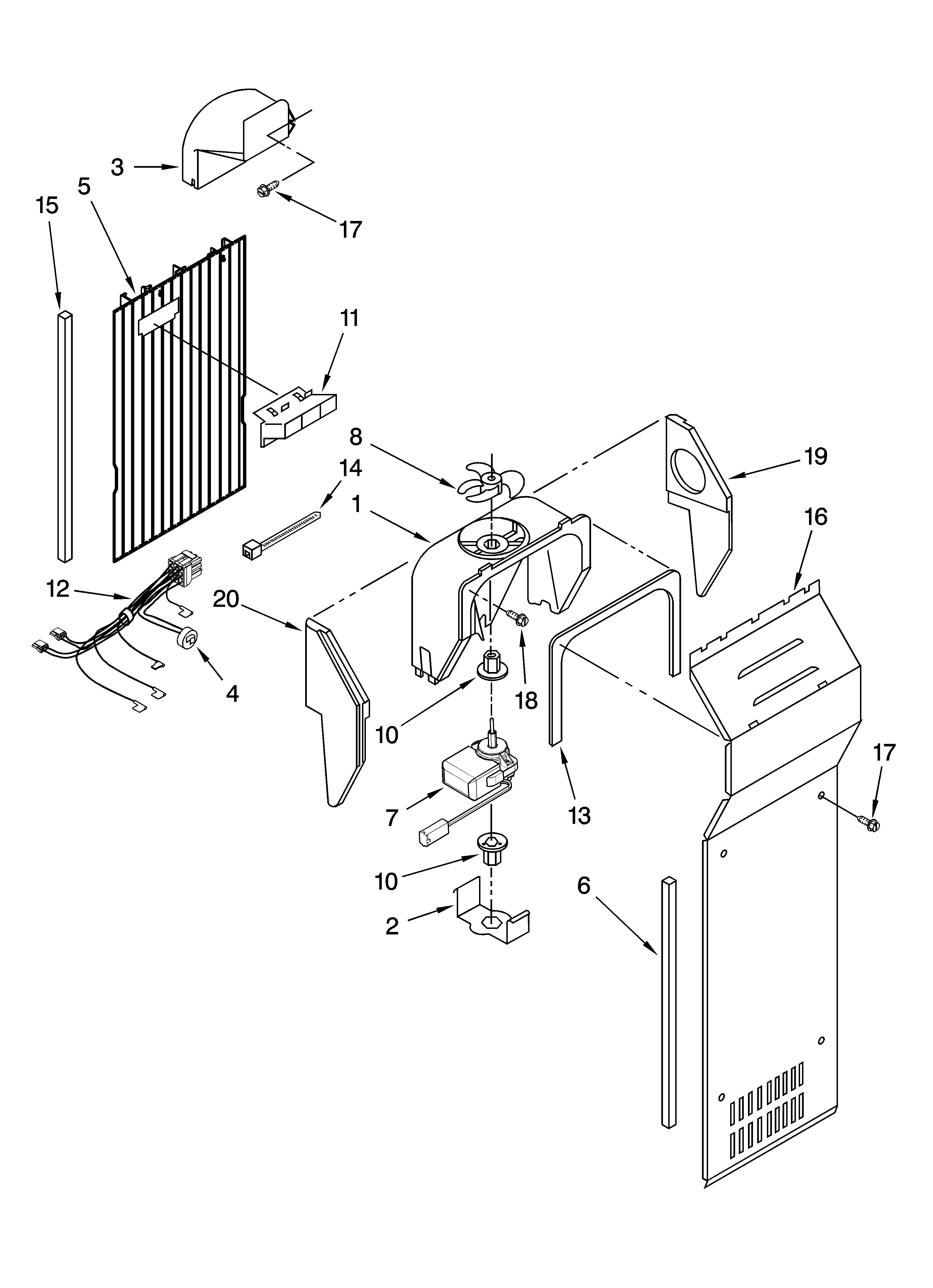 Whirlpool ED5GTGXNB12 air flow parts diagram