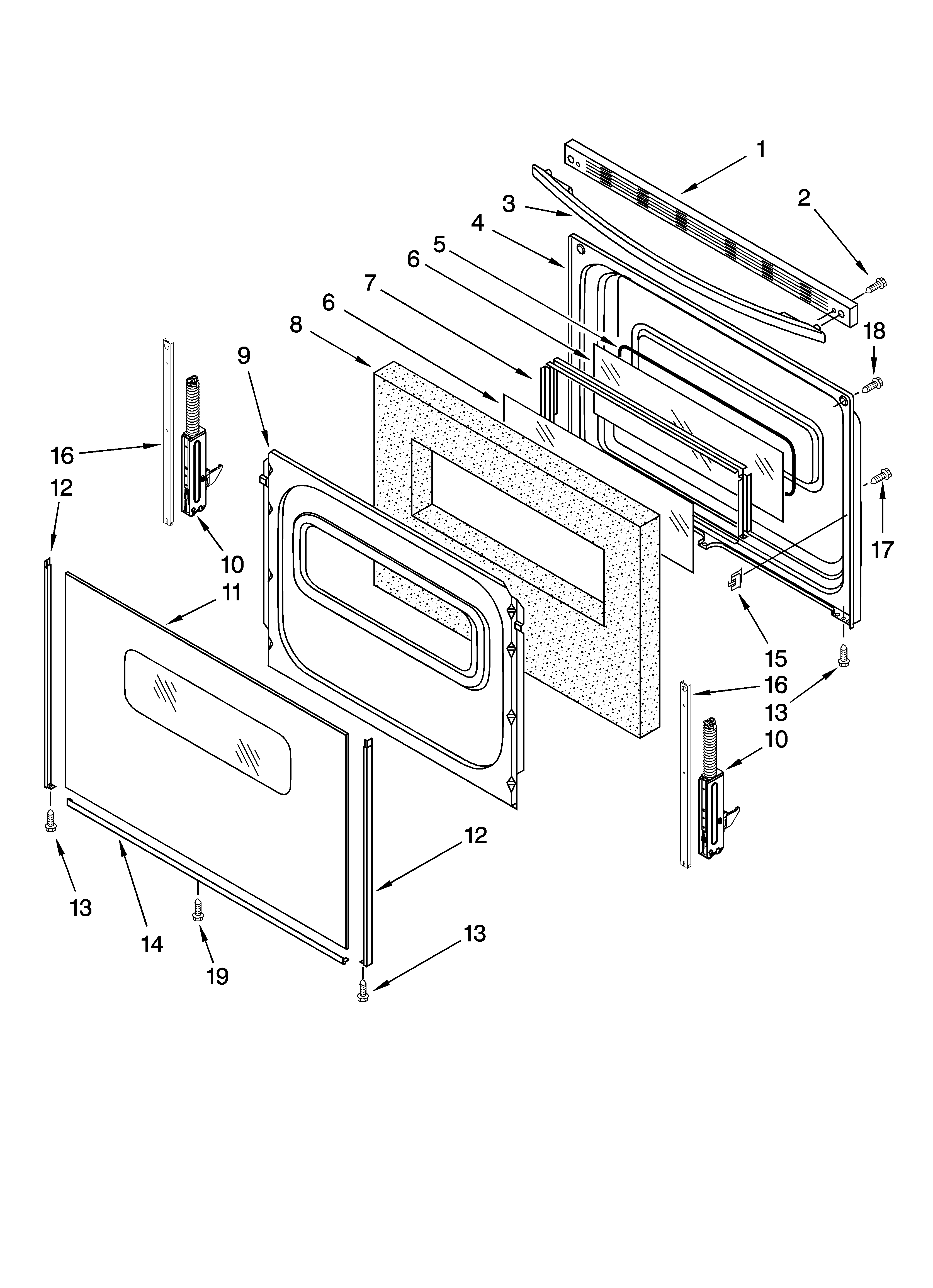 Roper FES355TB0 door parts diagram