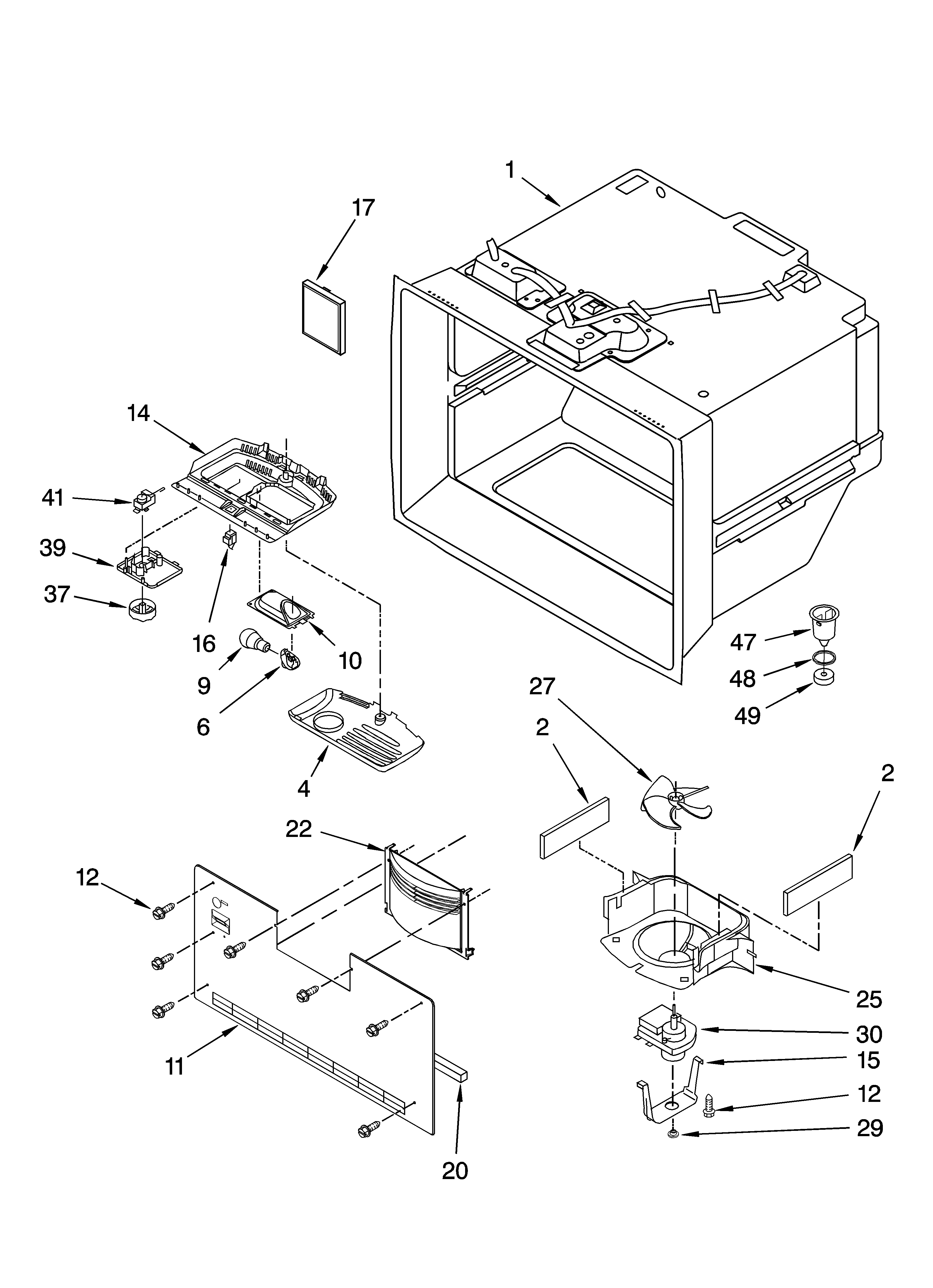 Whirlpool GB2SHKXLQ01 freezer liner parts diagram